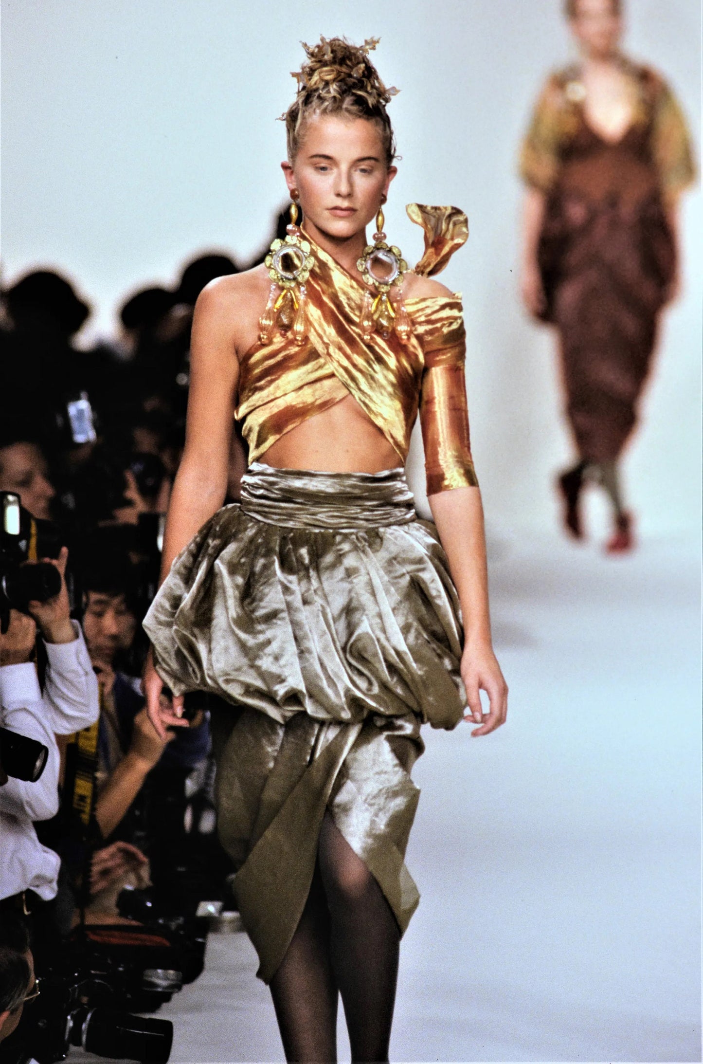 Romeo Gigli Spring Summer 1990 draped wrap tulip silk skirt