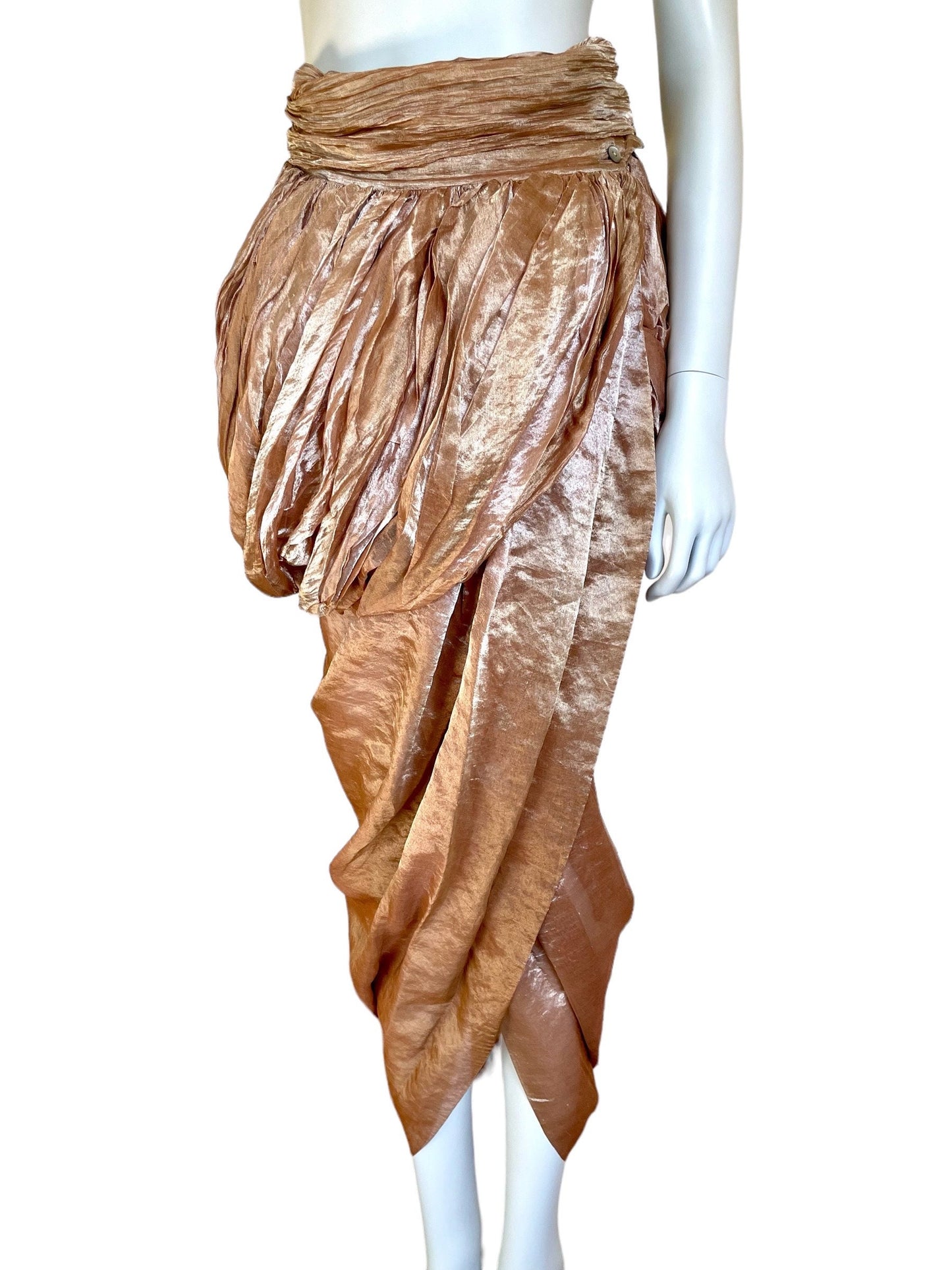 Romeo Gigli Spring Summer 1990 draped wrap tulip silk skirt