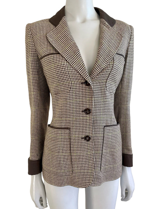 Yves Saint Laurent houndstooth blazer jacket