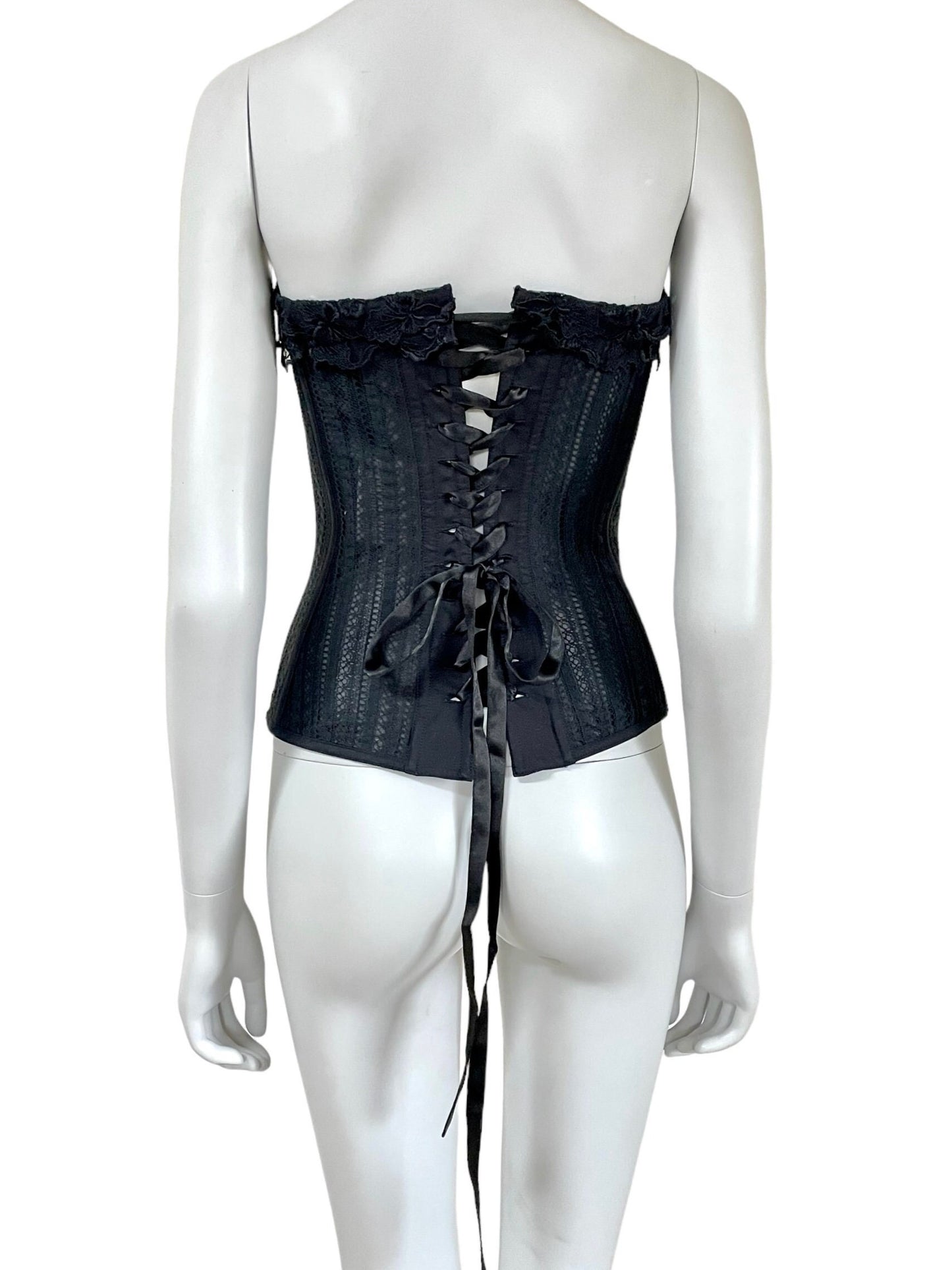 La Perla iconic deadstock black lace boned bustier corset