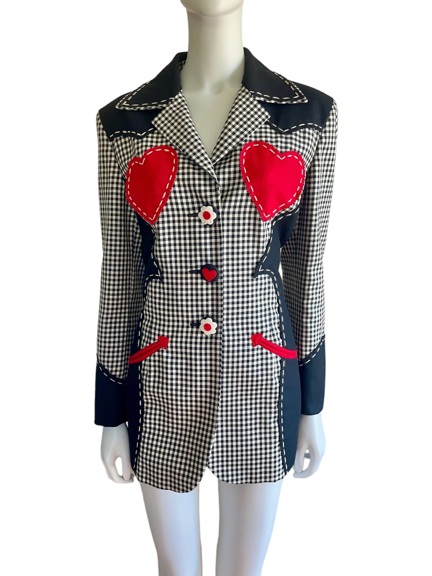 Moschino Cheap and Chic western red hearts patches jacket