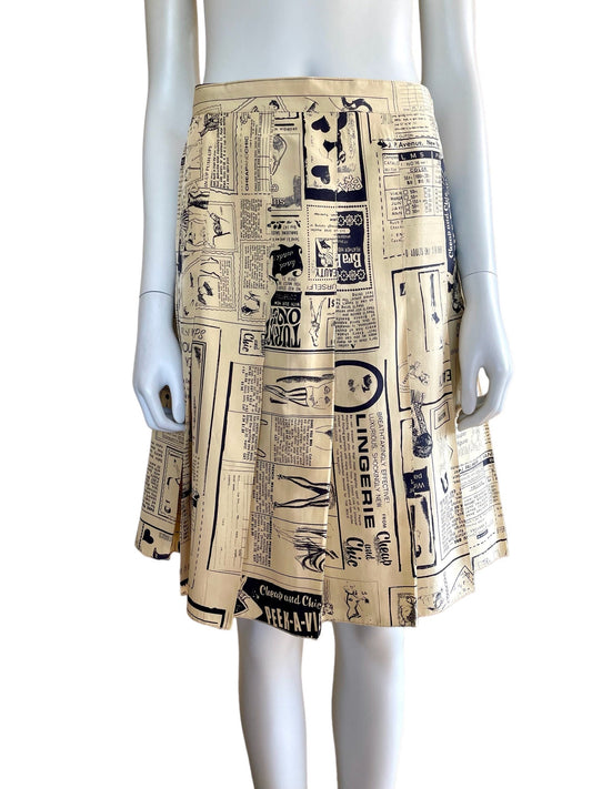 Moschino Cheap and Chic Fall Winter 2006 text printed pleated skirt