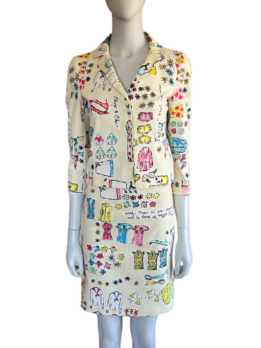 Moschino Cheap and Chic fun and text print skit suit