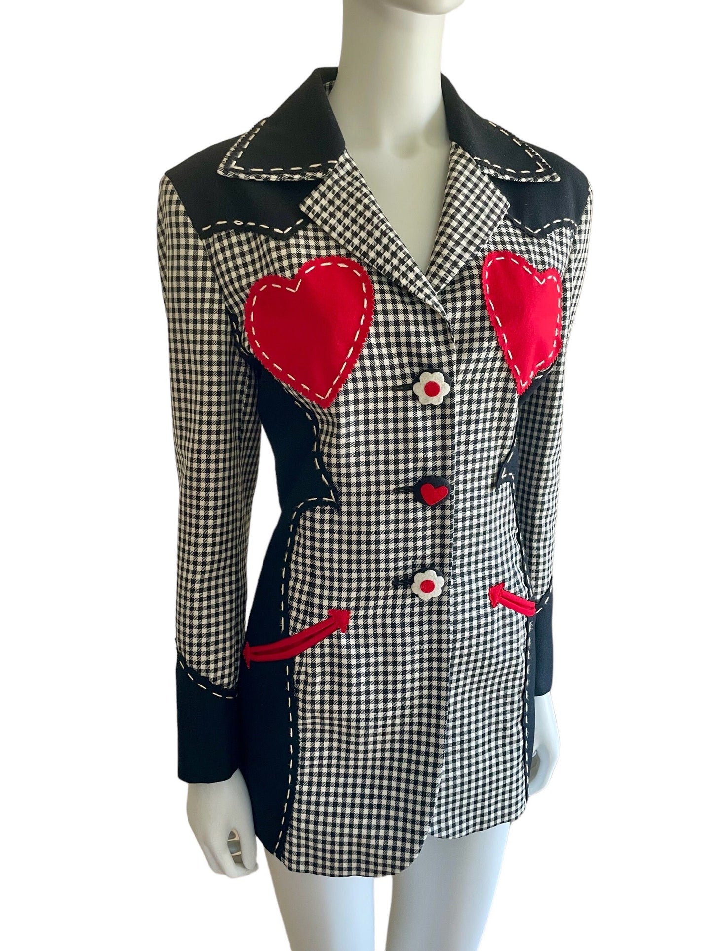 Moschino Cheap and Chic western red hearts patches jacket