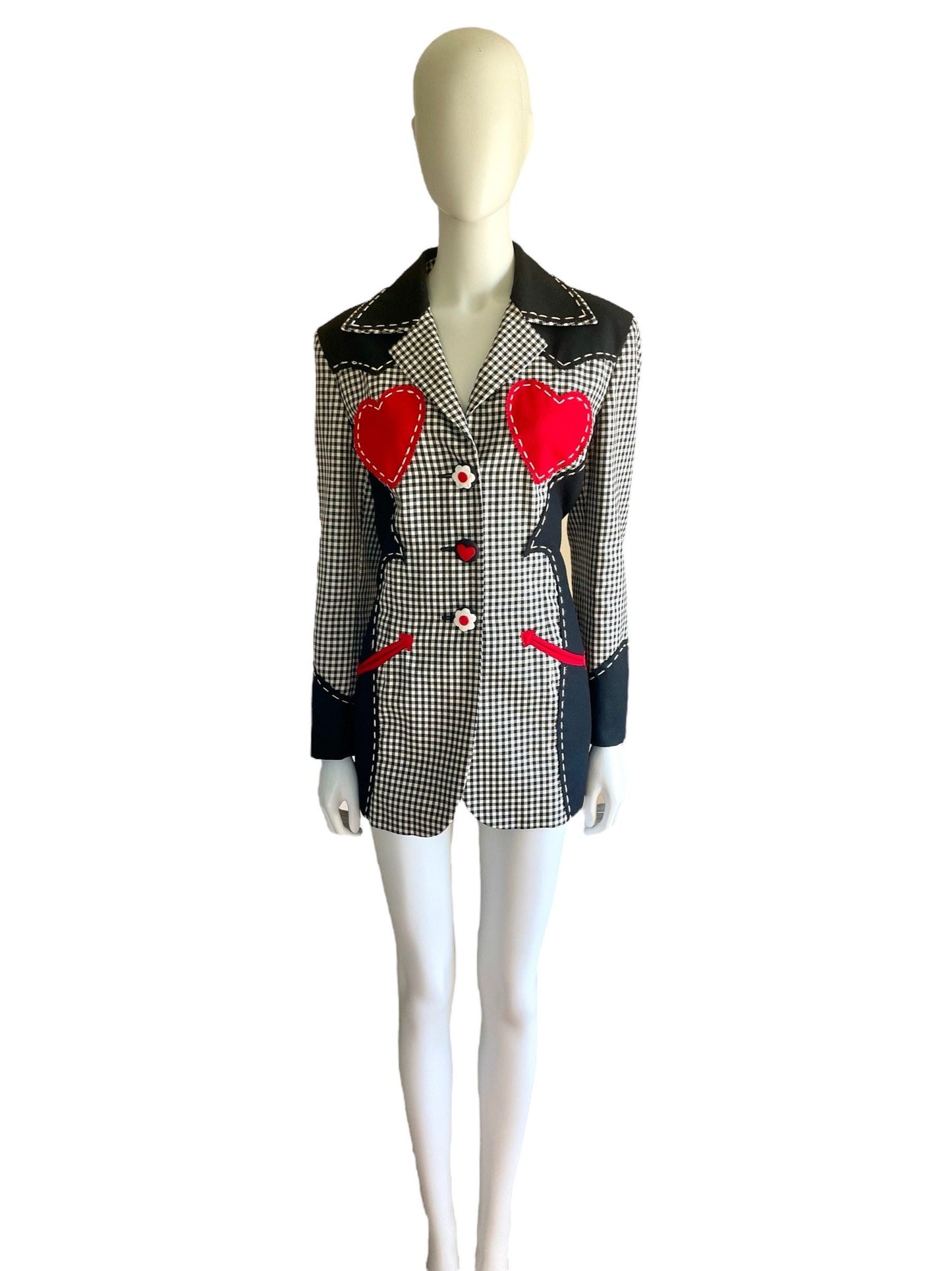 Moschino Cheap and Chic western red hearts patches jacket