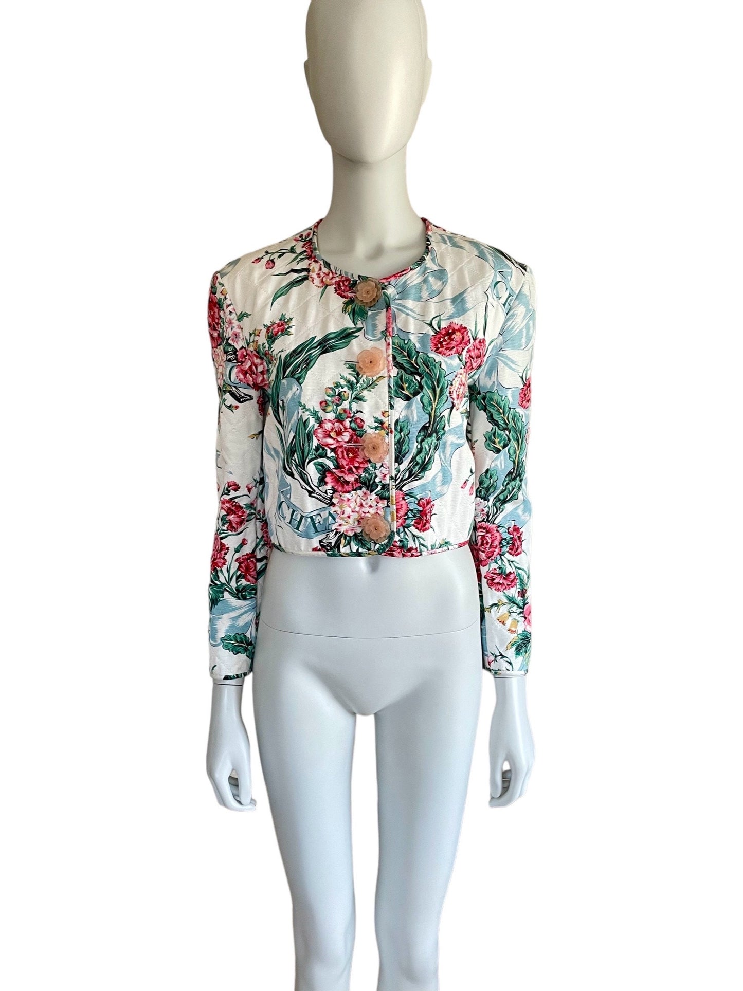 Moschino Cheap and Chic quilted cropped floral jacket