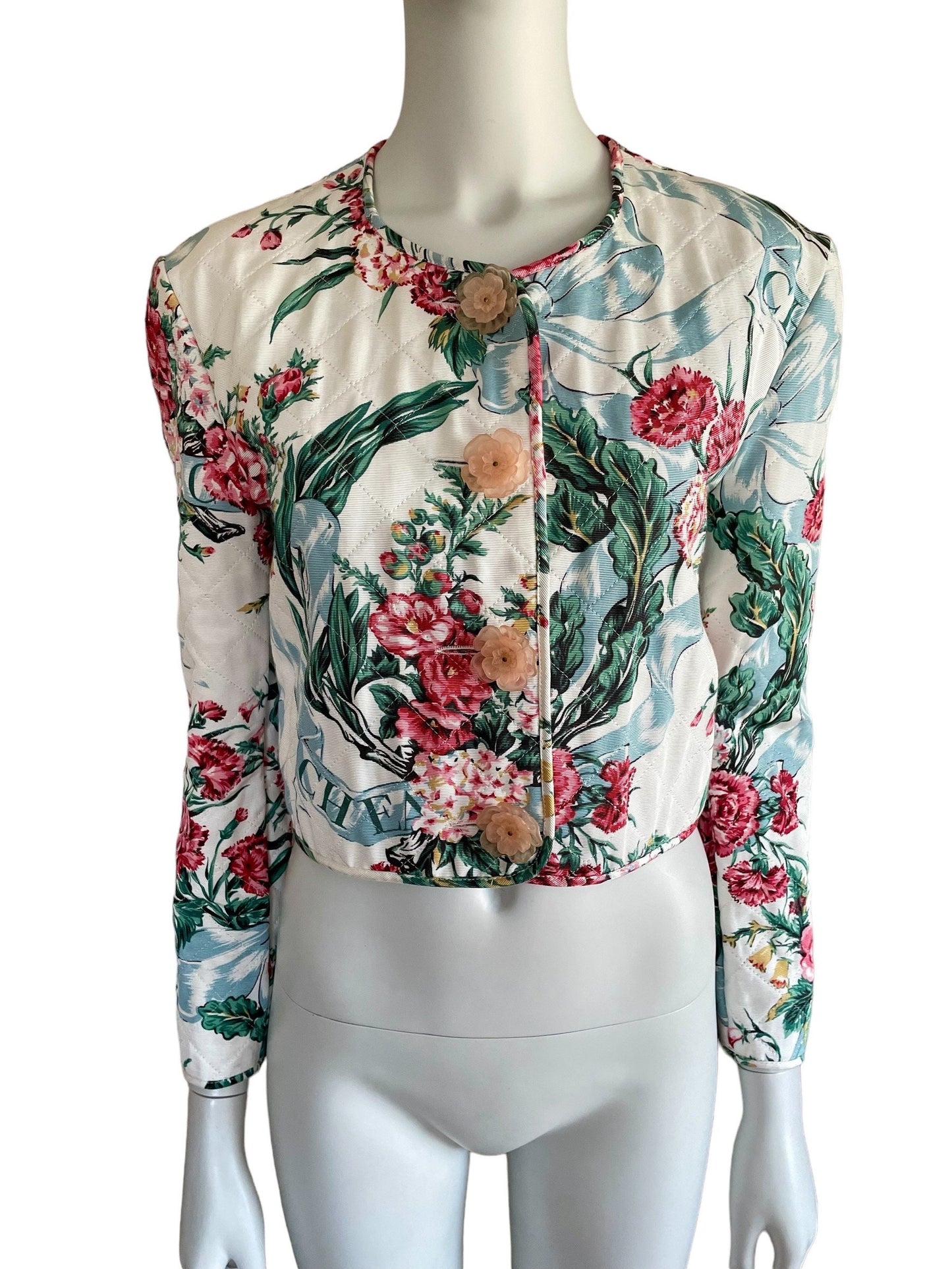 Moschino Cheap and Chic quilted cropped floral jacket