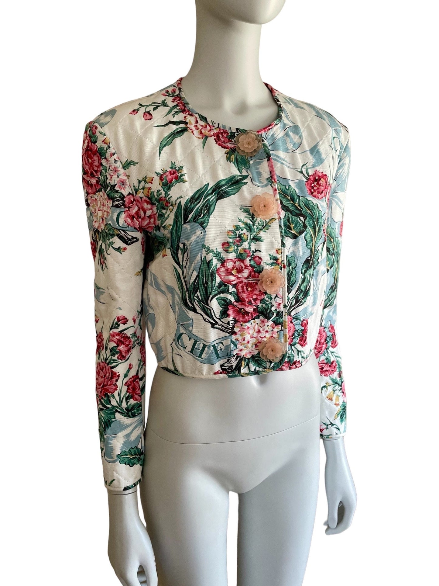 Moschino Cheap and Chic quilted cropped floral jacket