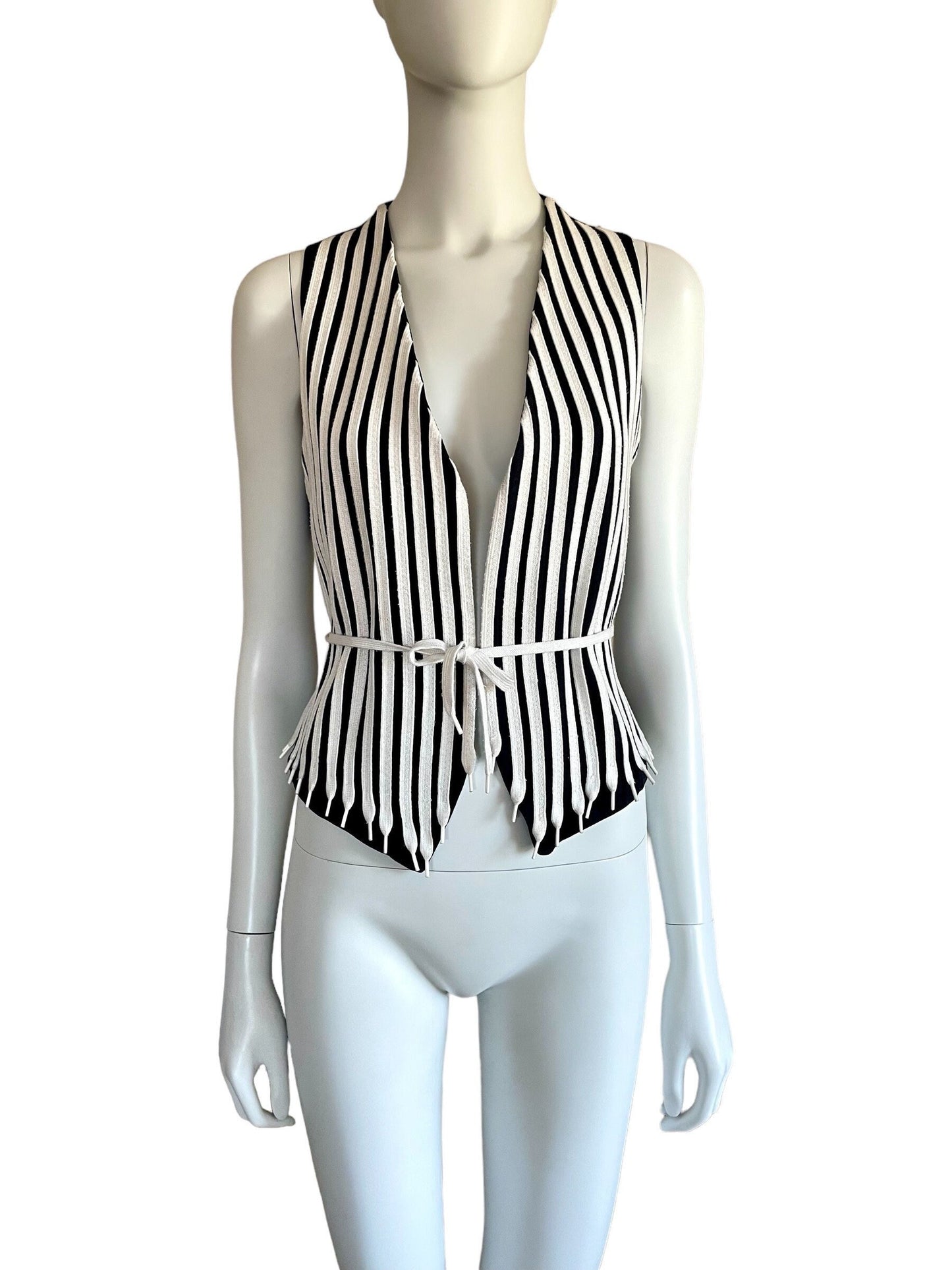 Moschino Cheap and Chic shoe laces stripe vest