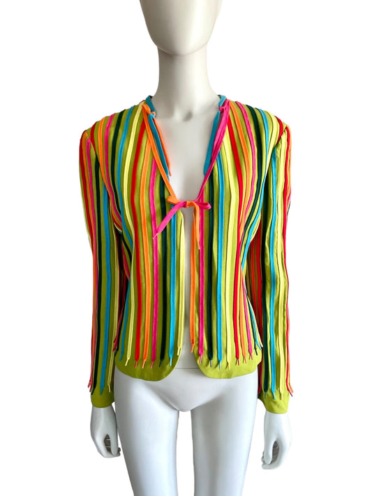 Moschino Cheap and Chic rainbow shoe laces blazer jacket