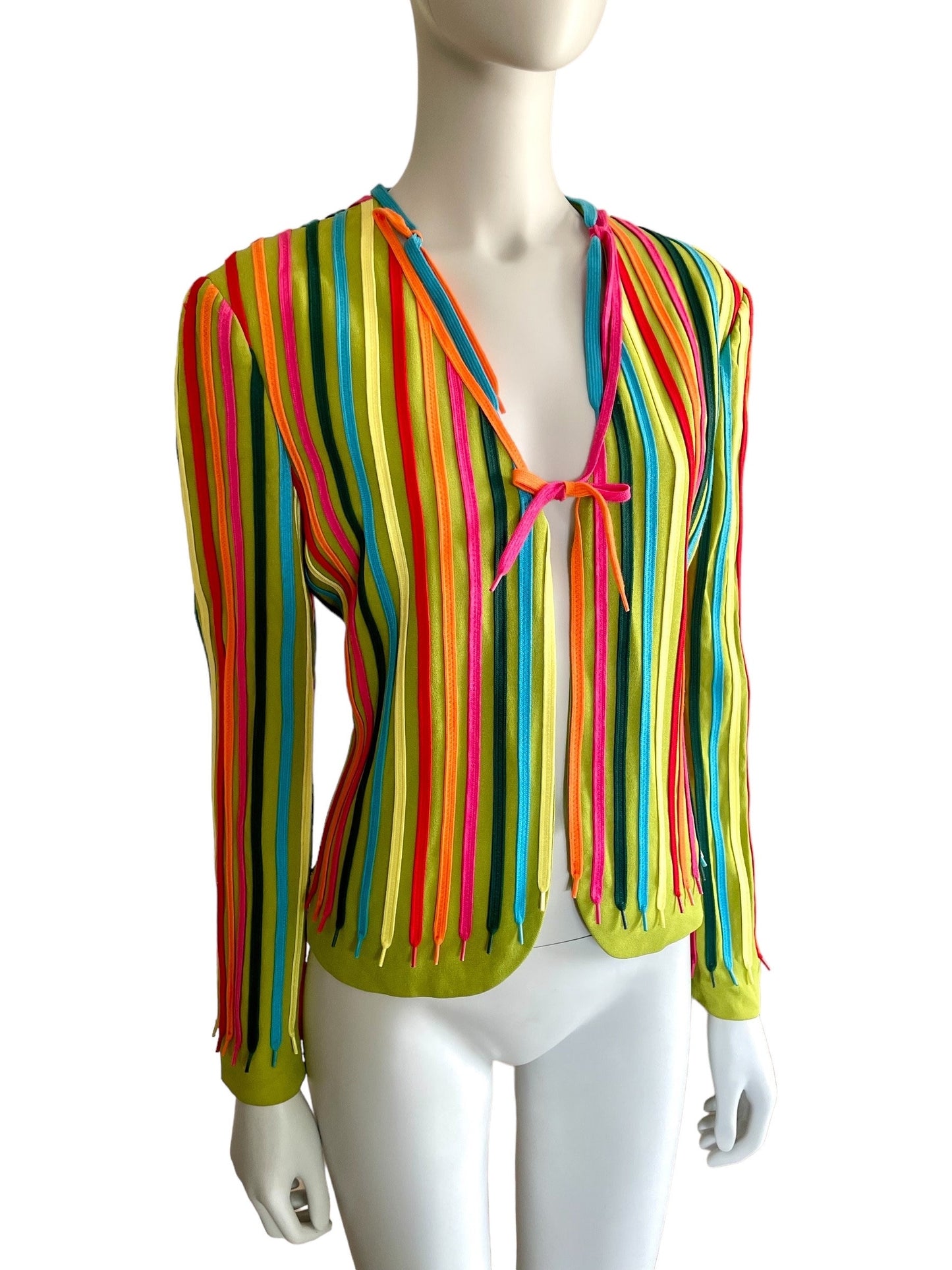 Moschino Cheap and Chic rainbow shoe laces blazer jacket