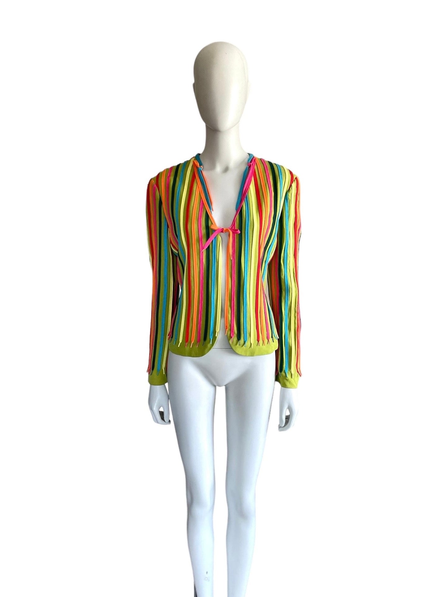 Moschino Cheap and Chic rainbow shoe laces blazer jacket