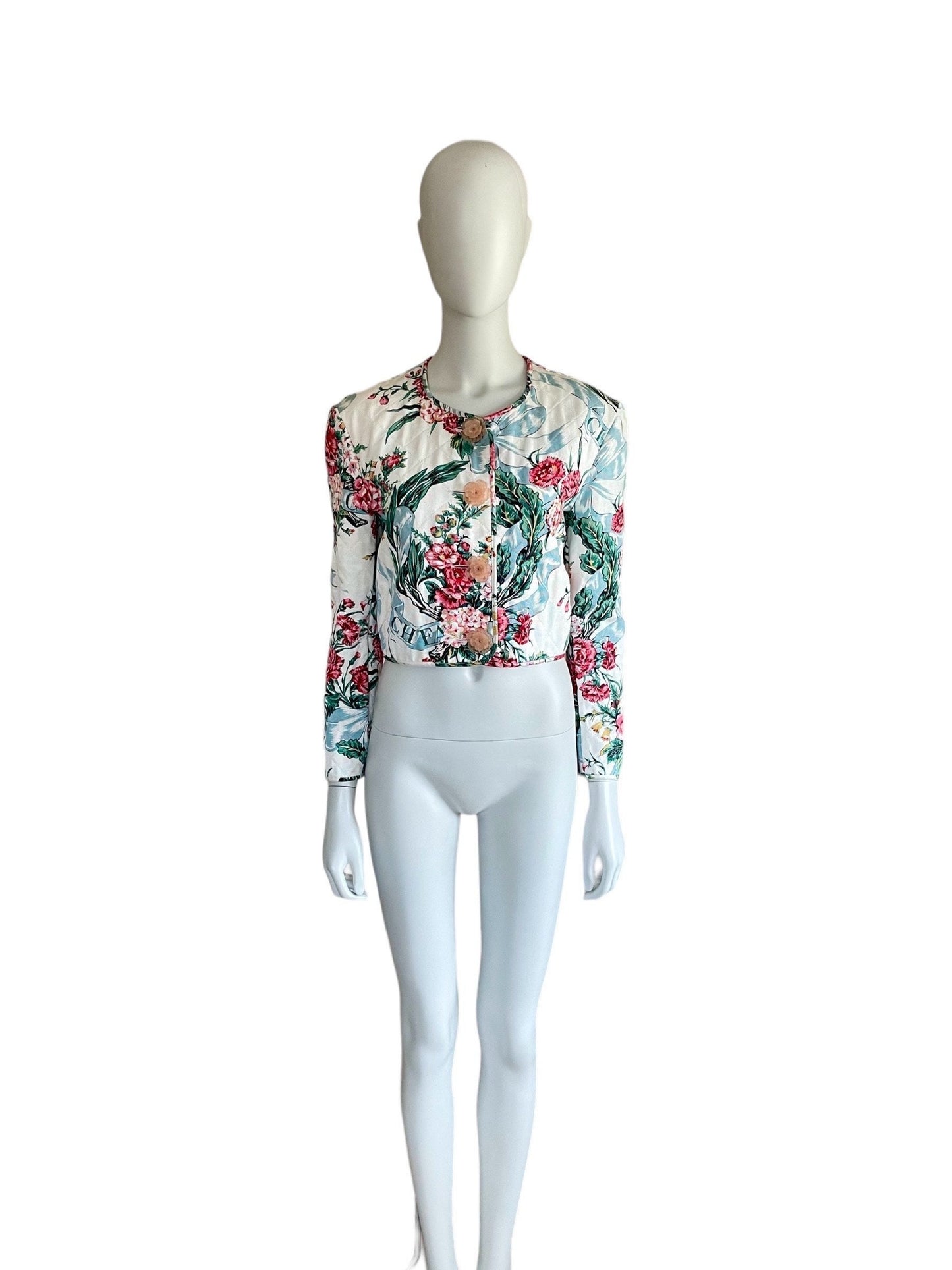 Moschino Cheap and Chic quilted cropped floral jacket