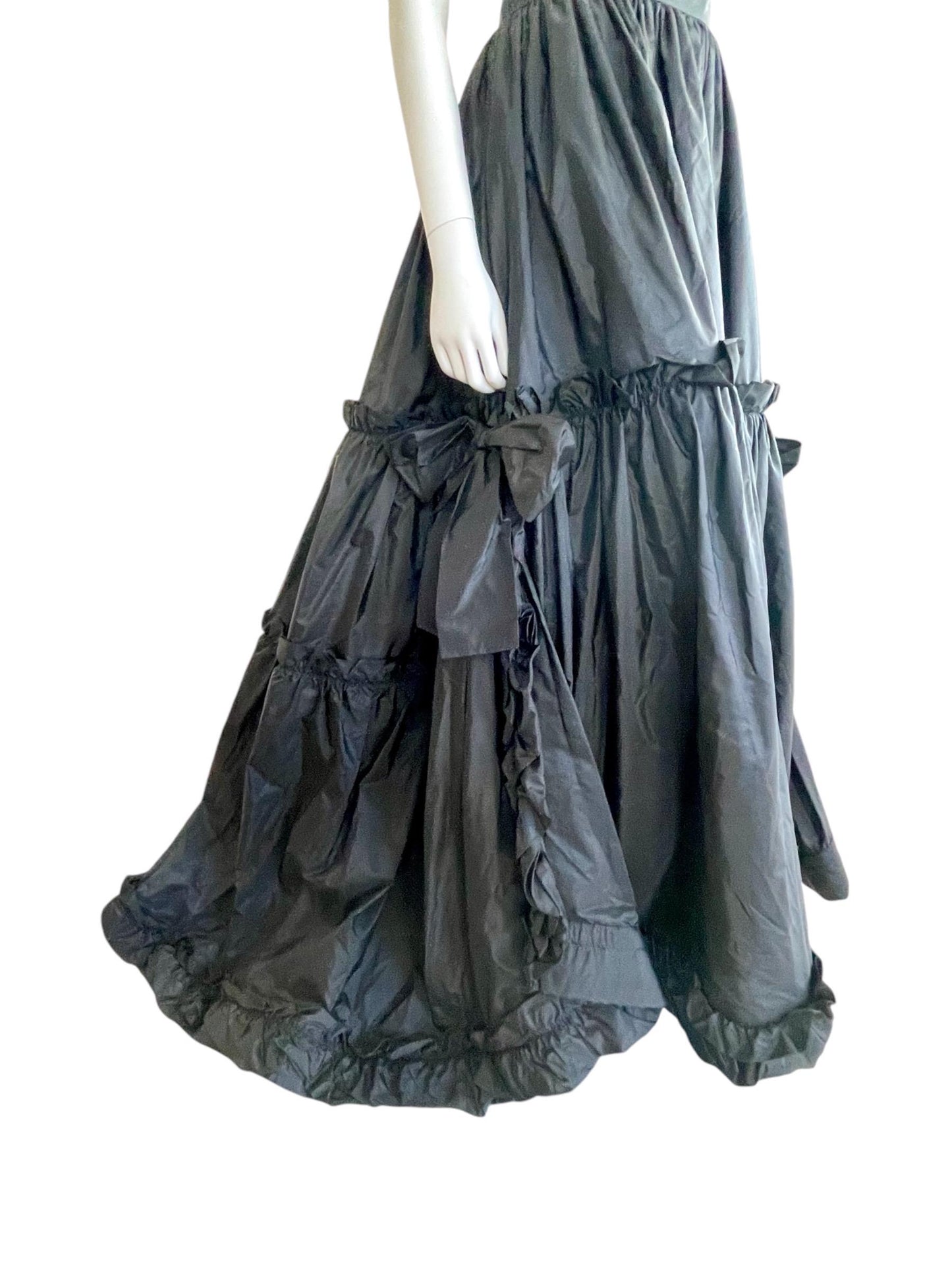 RESERVED do not buy- Yves Saint Laurent dramatic black silk taffeta tiered skirt