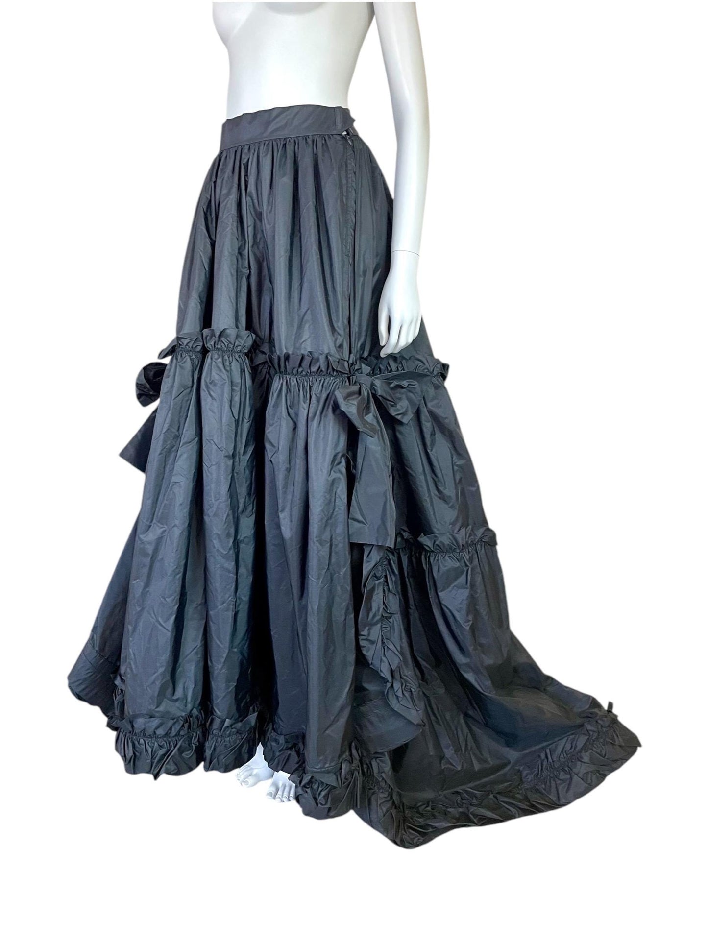 RESERVED do not buy- Yves Saint Laurent dramatic black silk taffeta tiered skirt