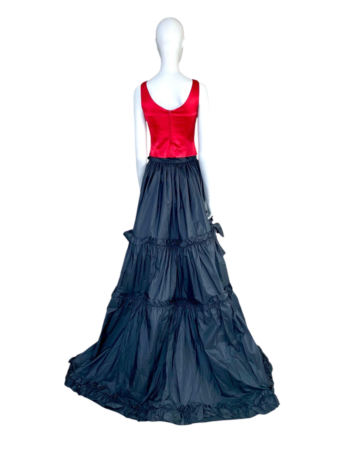 RESERVED do not buy- Yves Saint Laurent dramatic black silk taffeta tiered skirt