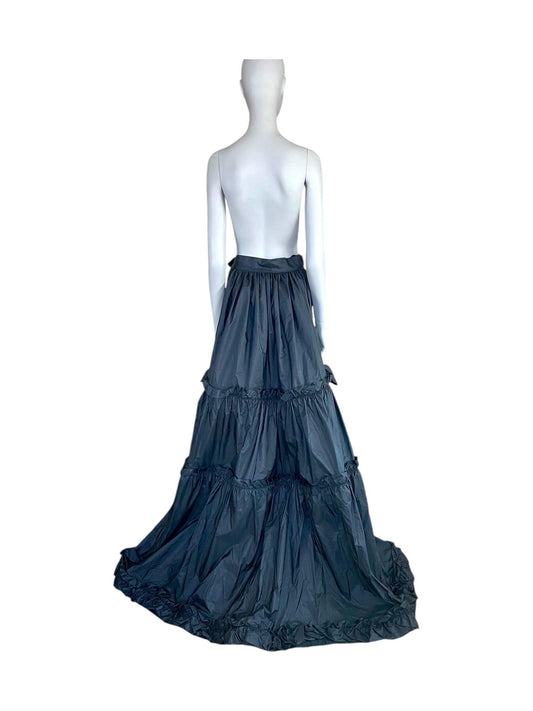 RESERVED do not buy- Yves Saint Laurent dramatic black silk taffeta tiered skirt