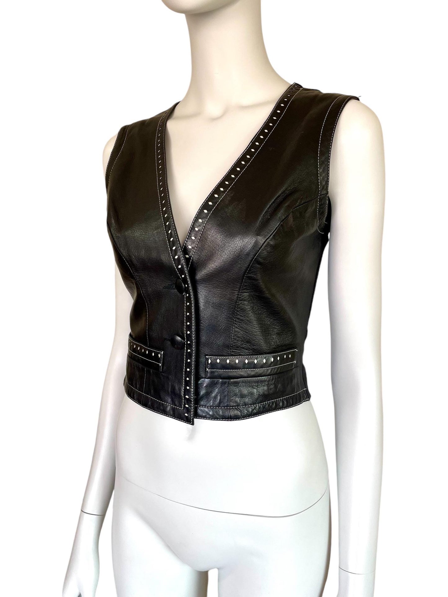 Plein Sud leather cropped vest top