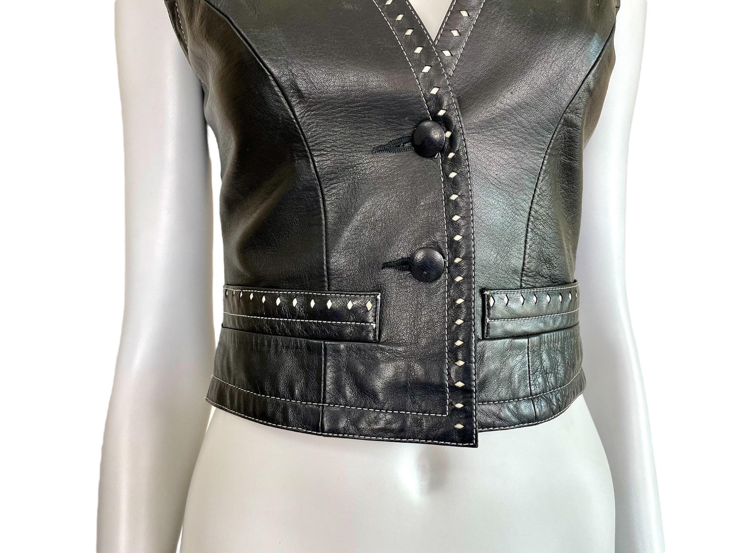 Plein Sud leather cropped vest top