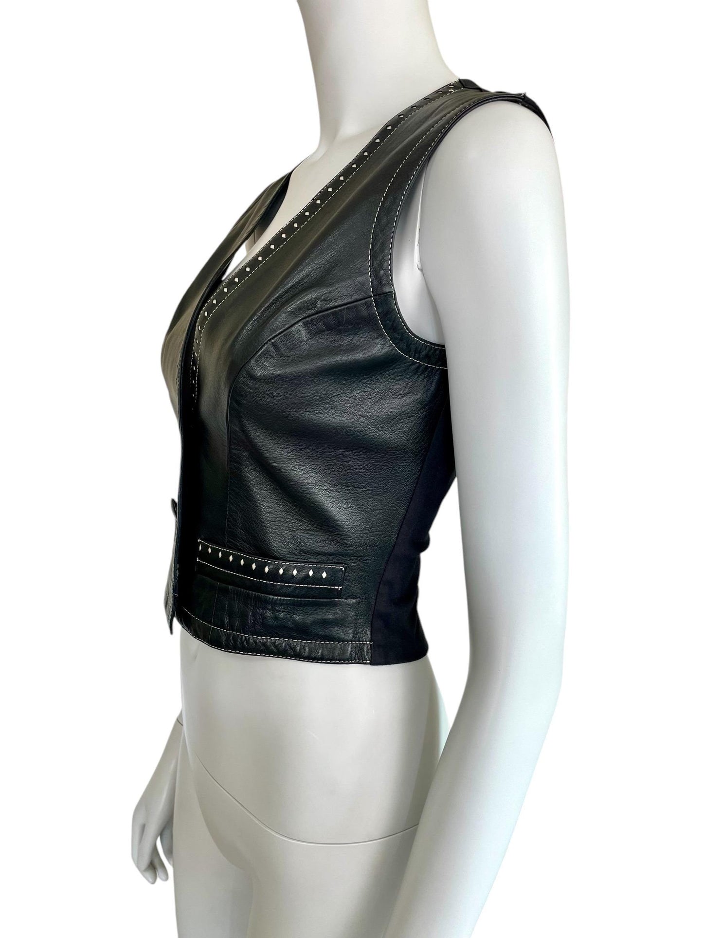 Plein Sud leather cropped vest top