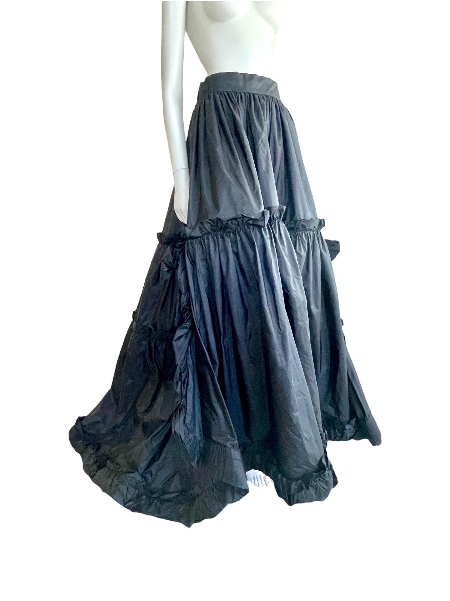 RESERVED do not buy- Yves Saint Laurent dramatic black silk taffeta tiered skirt