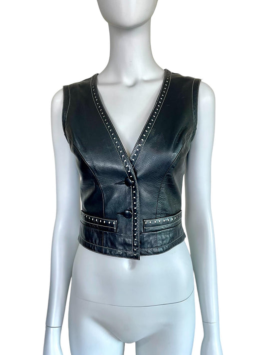 Plein Sud leather cropped vest top