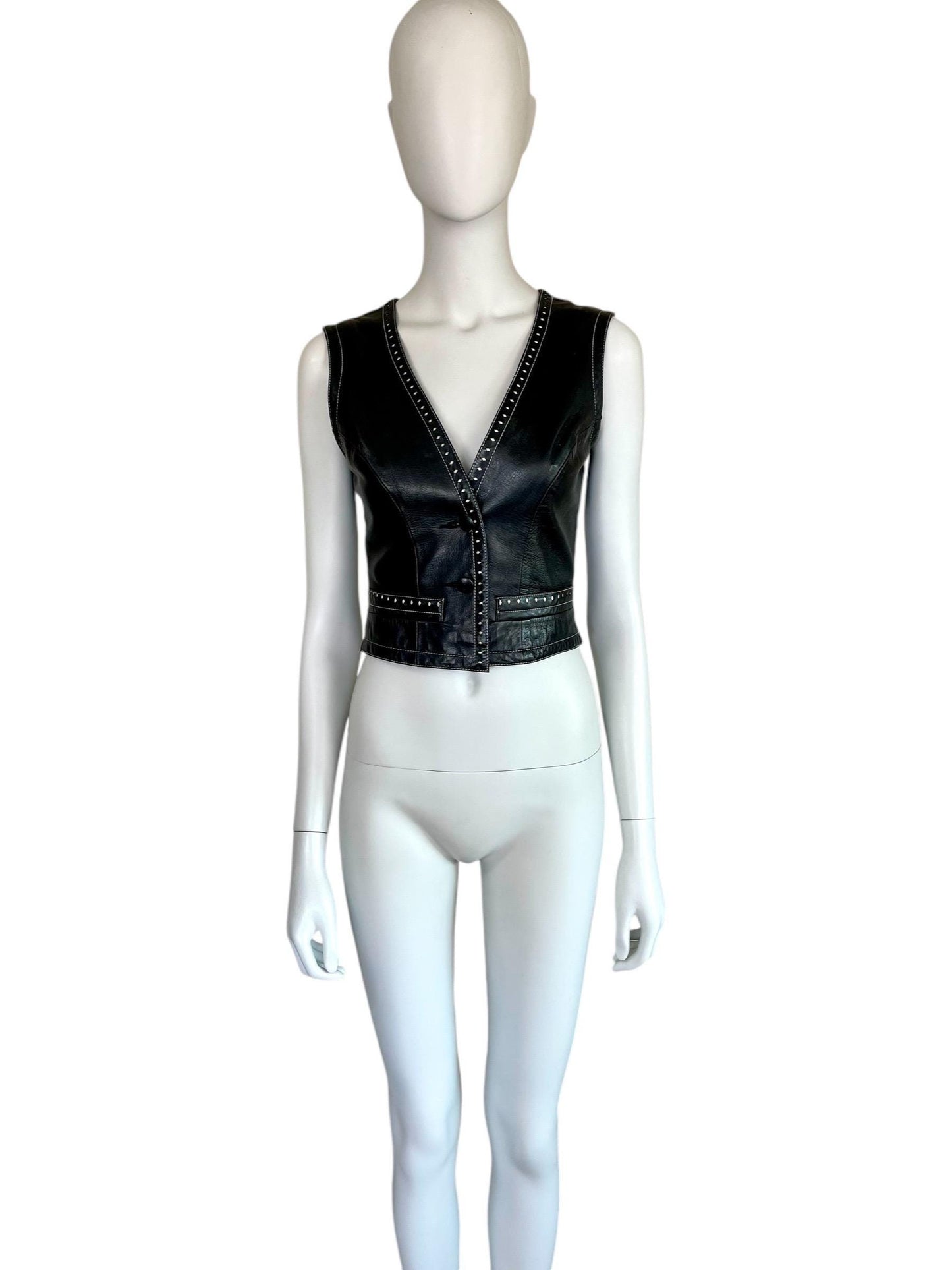 Plein Sud leather cropped vest top