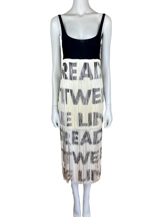 Moschino iconic "Read Between The Lines" fringed dress