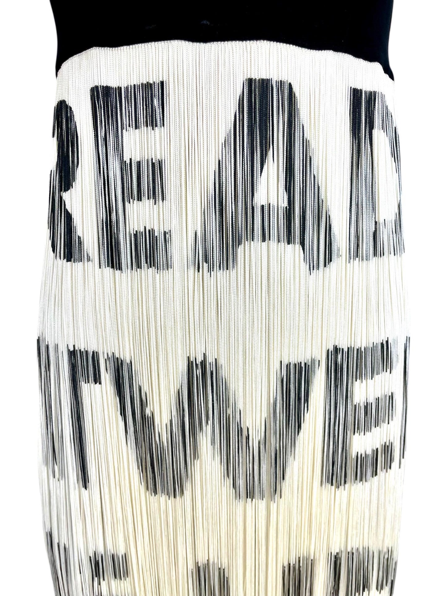 Moschino iconic "Read Between The Lines" fringed dress