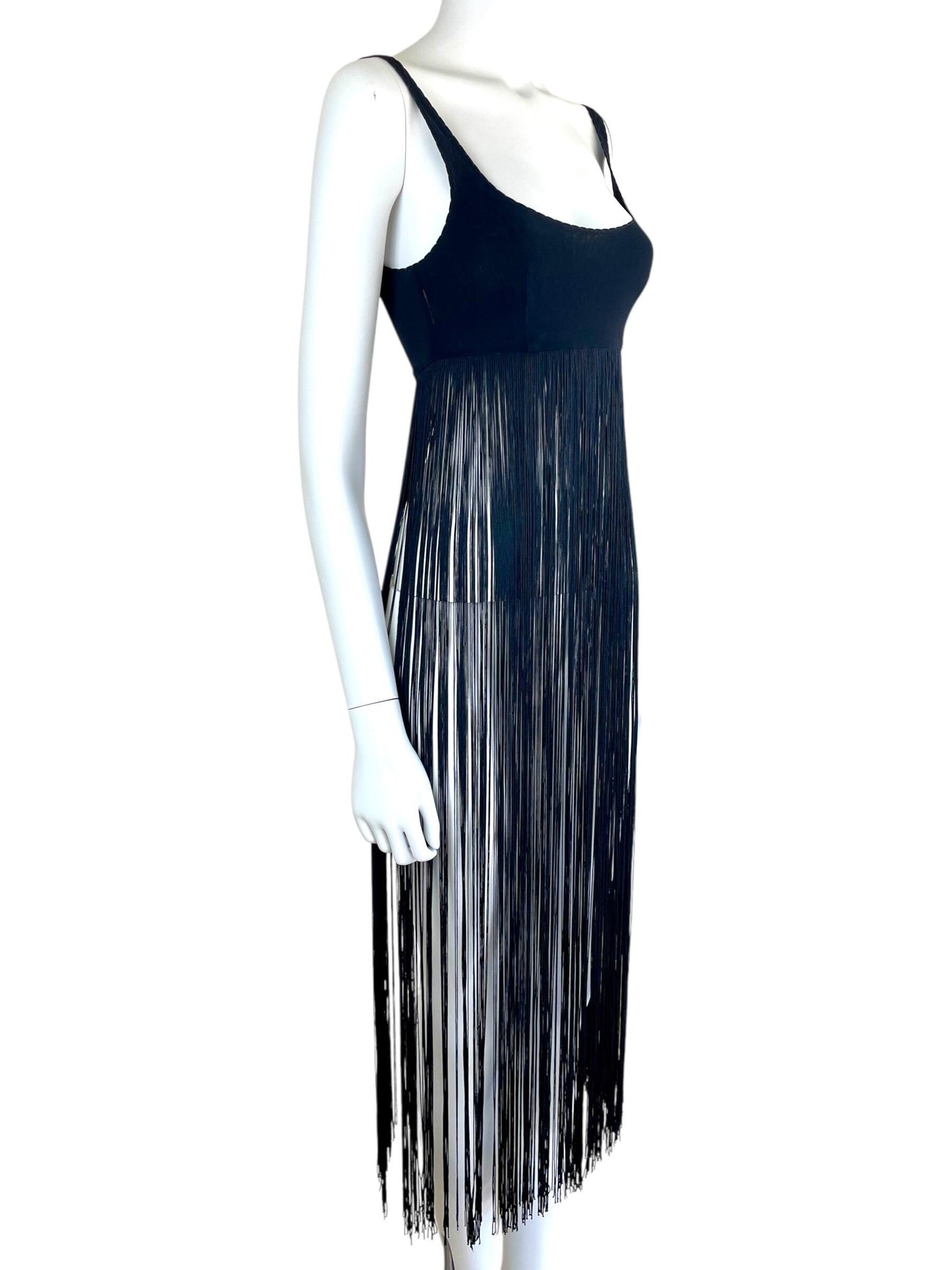 Moschino black fringed dress