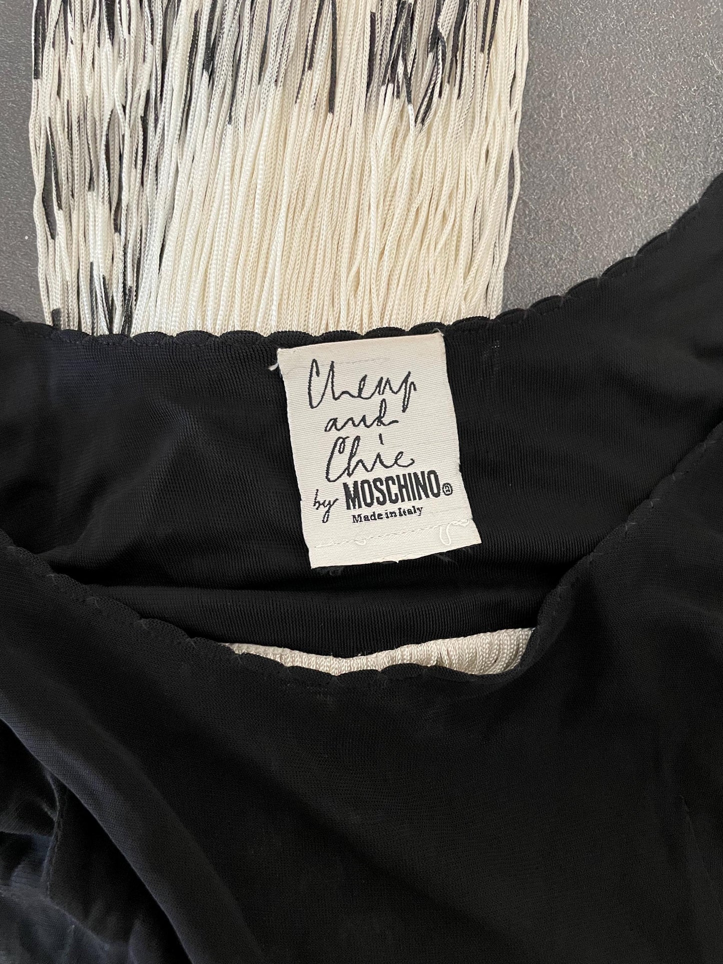 Moschino iconic "Read Between The Lines" fringed dress