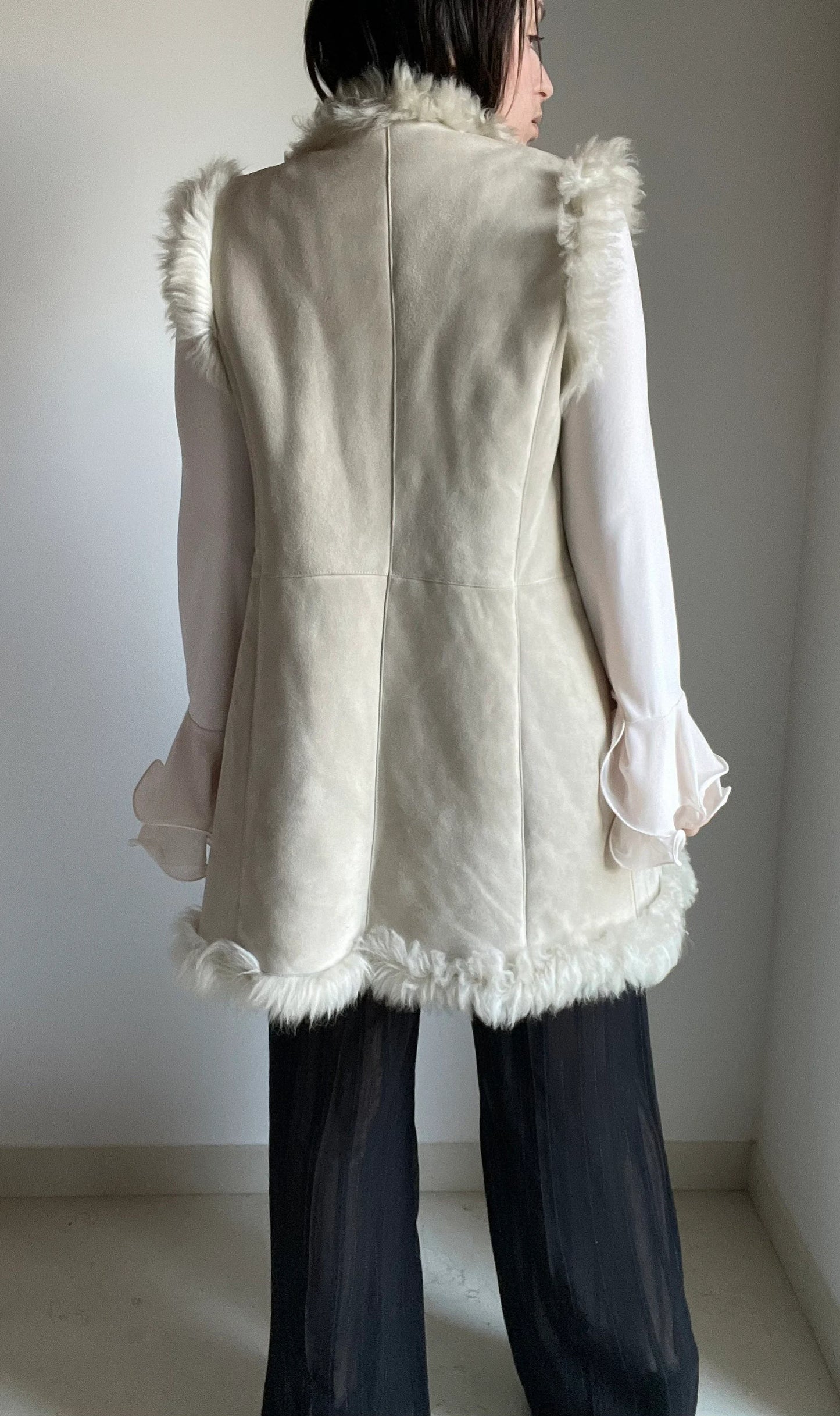 Miu Miu Fall Winter 1999 archive long lamb fur waistcoat