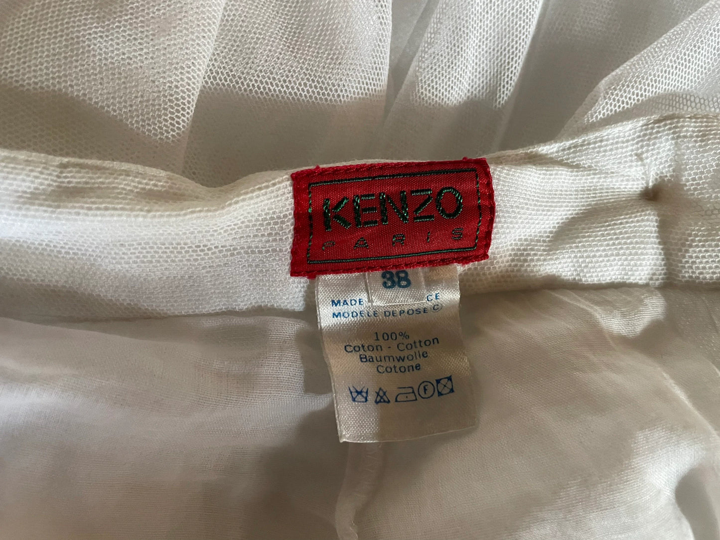 Kenzo white cotton voile asymmetrical skirt