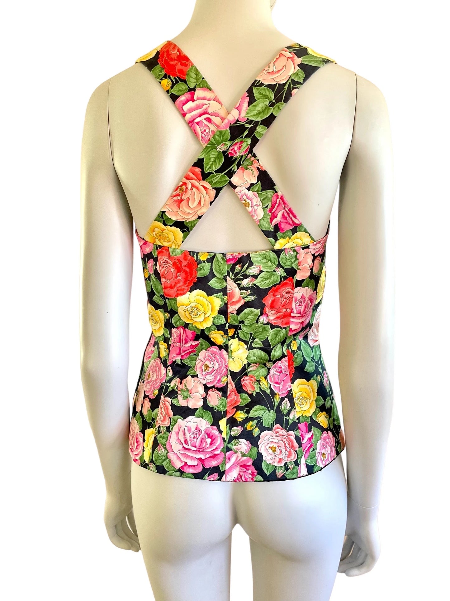 Yves Saint Laurent Rive Gauche Spring Summer 1992 floral bustier corset top