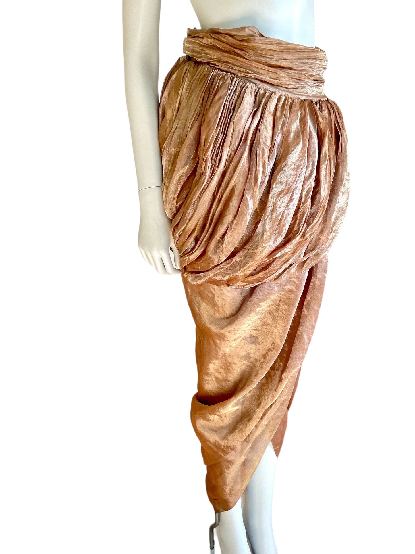 Romeo Gigli Spring Summer 1990 draped wrap tulip silk skirt