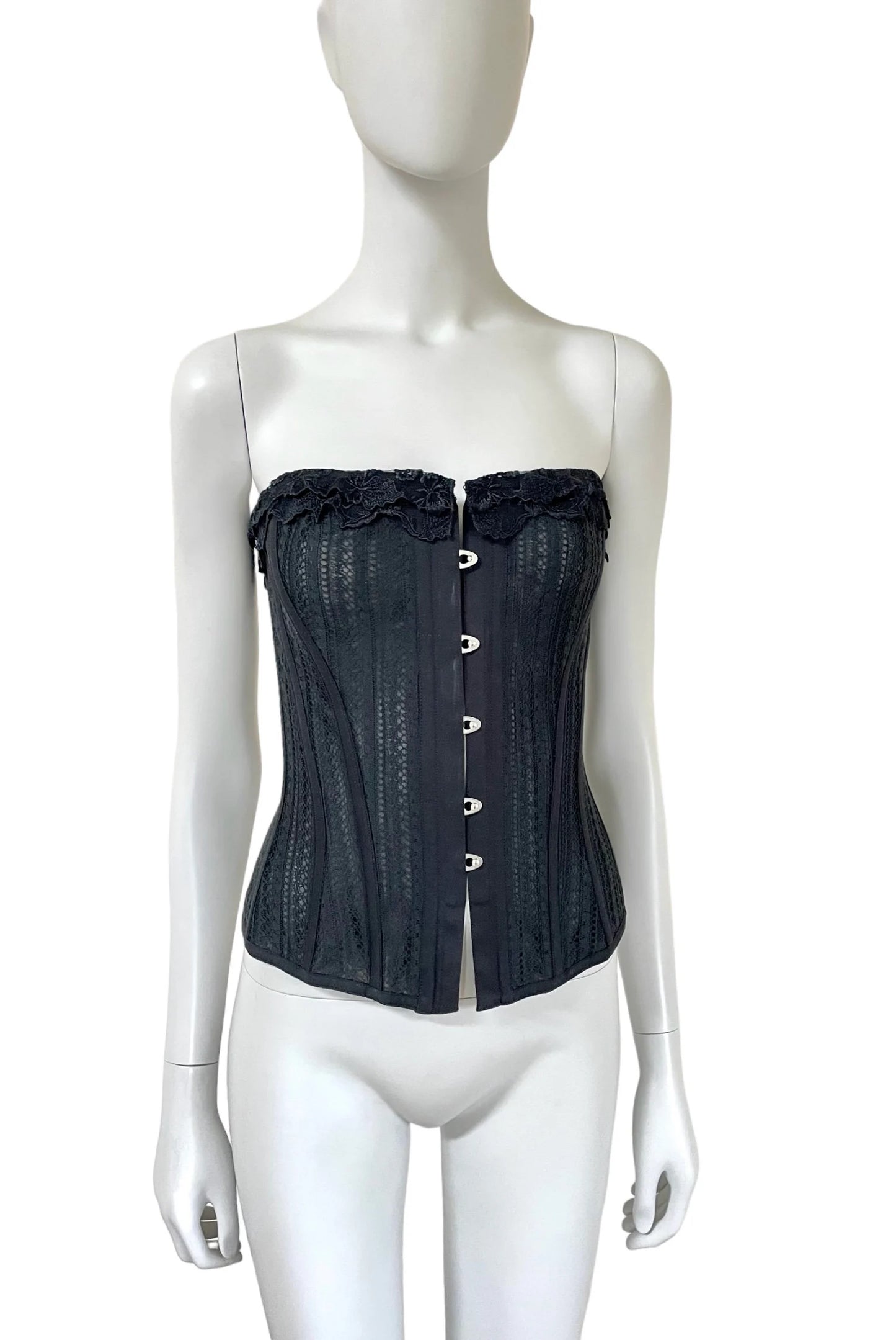 La Perla iconic deadstock black lace boned bustier corset