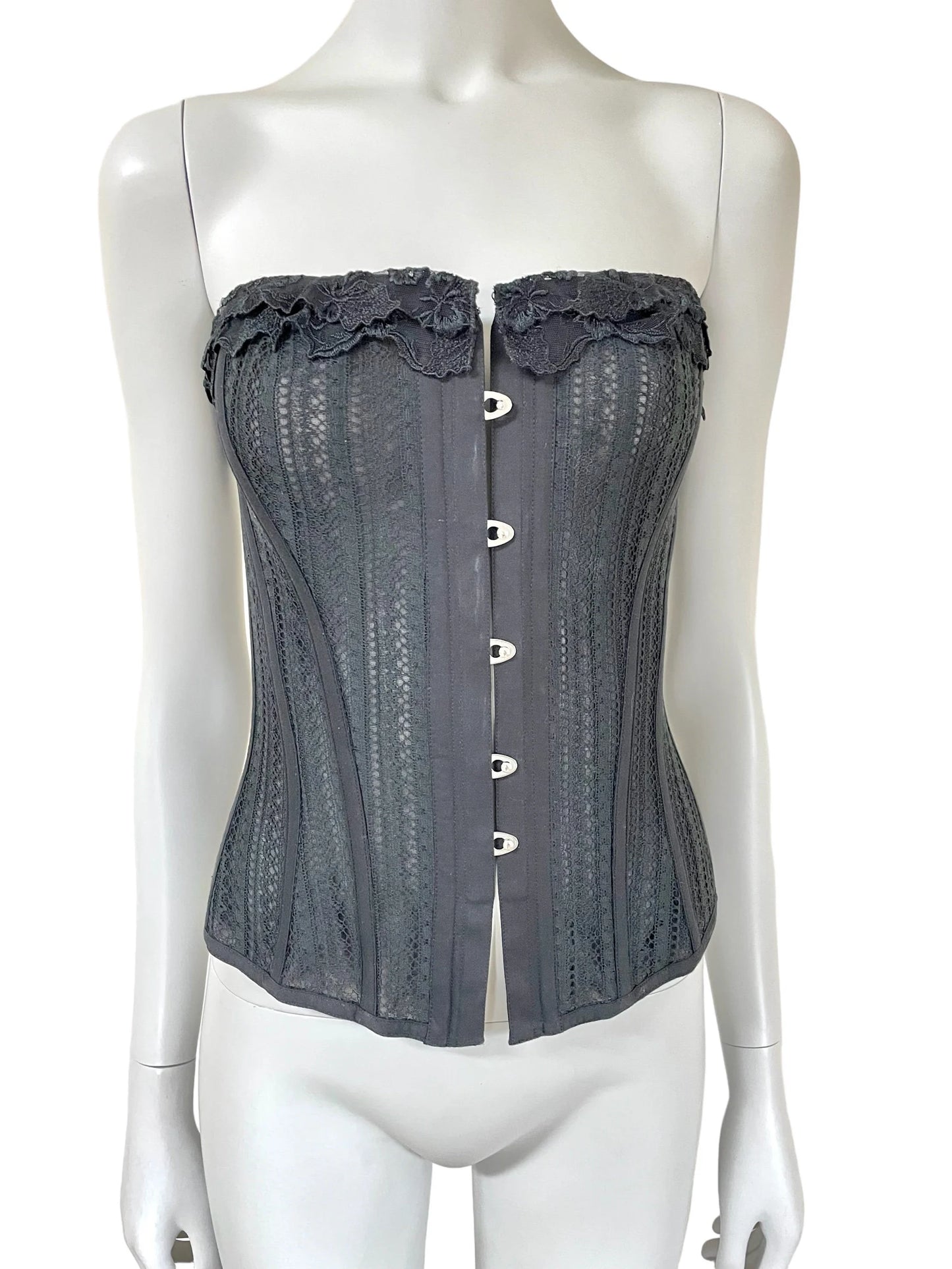 La Perla iconic deadstock black lace boned bustier corset