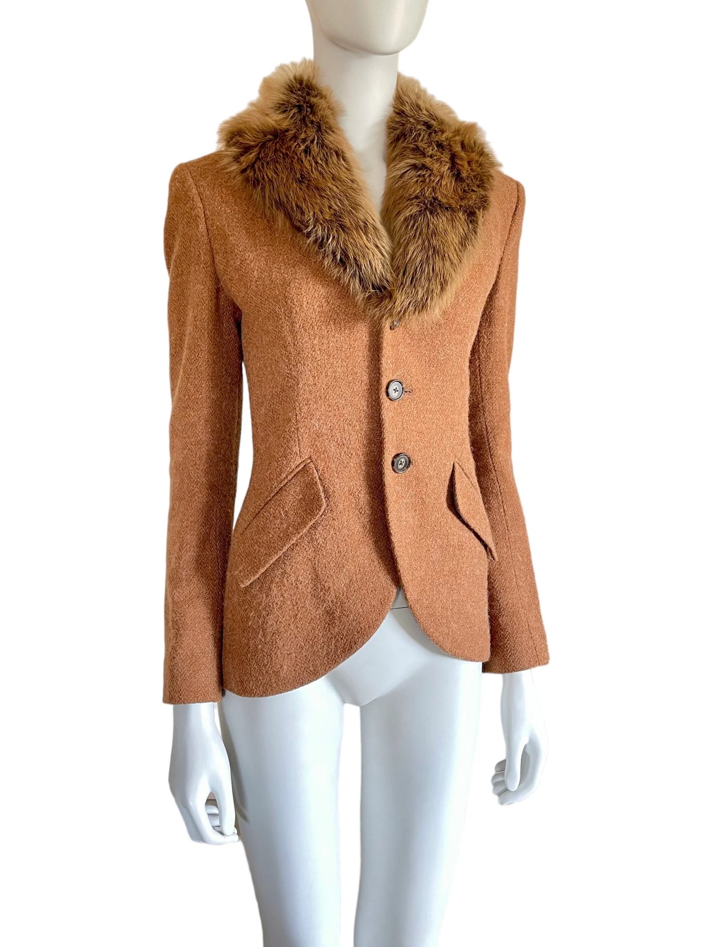 Ralph Lauren lamb fur collar blazer jacket