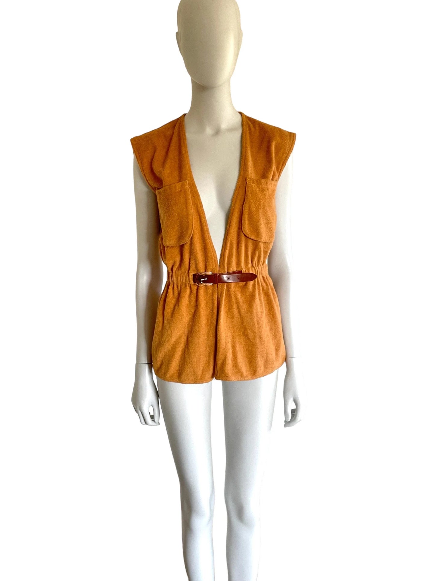 Gianni Versace for Callaghan terrycloth belted top