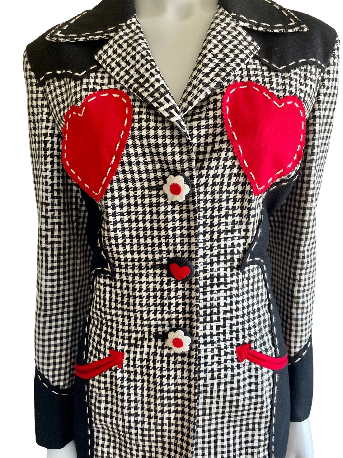 Moschino Cheap and Chic western red hearts patches jacket