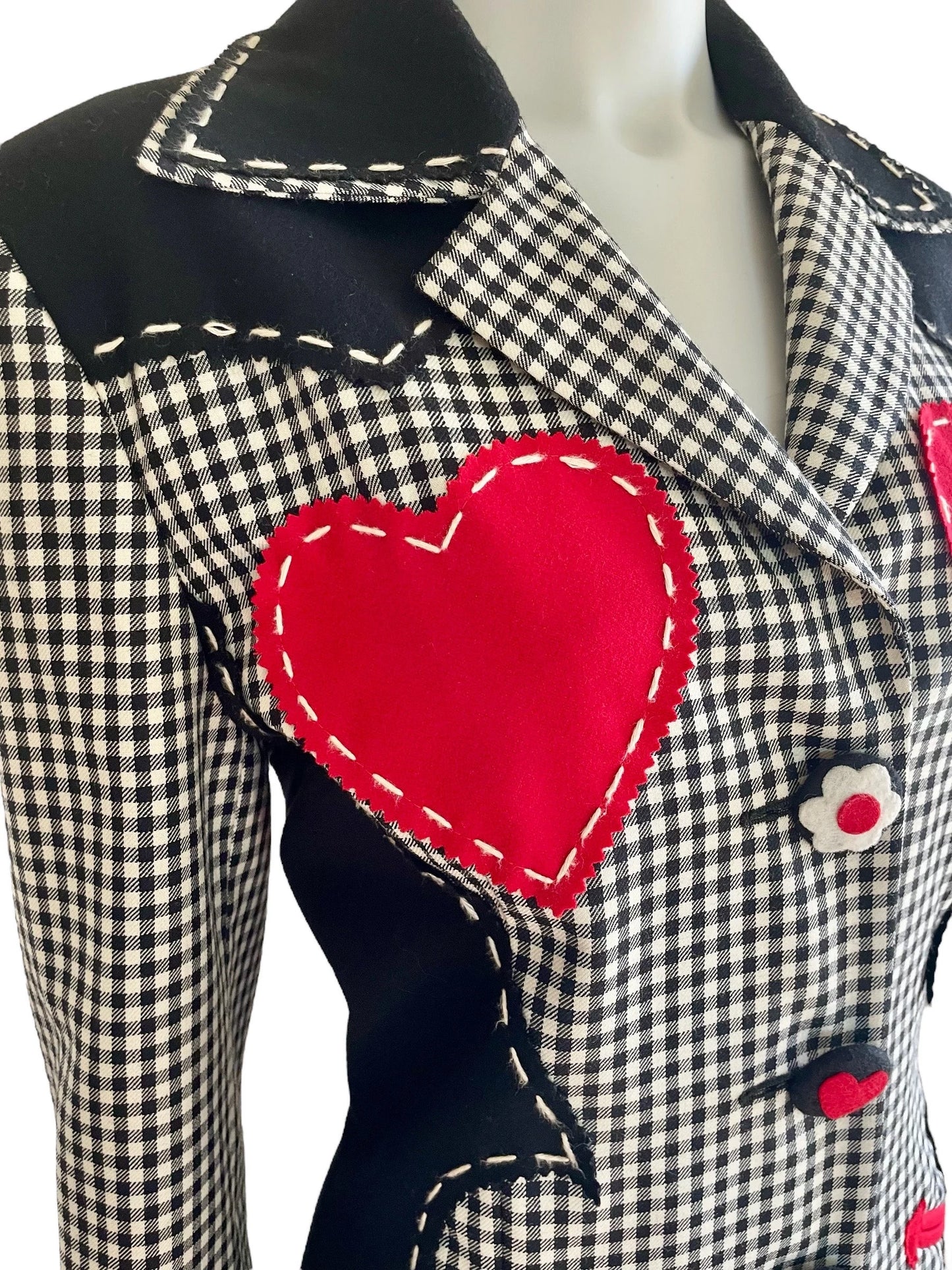 Moschino Cheap and Chic western red hearts patches jacket