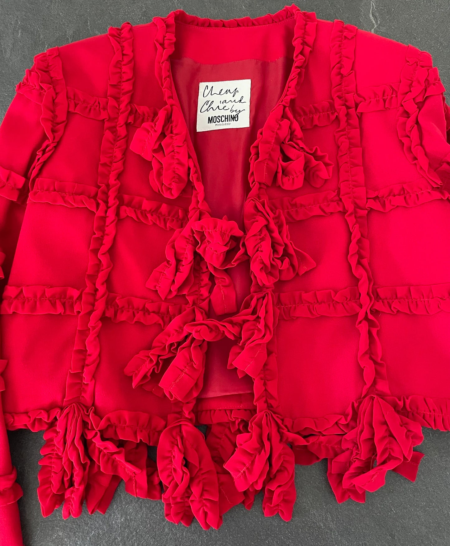 Moschino Cheap and Chic iconic ruffle blazer jacket The Nanny Fran Fine