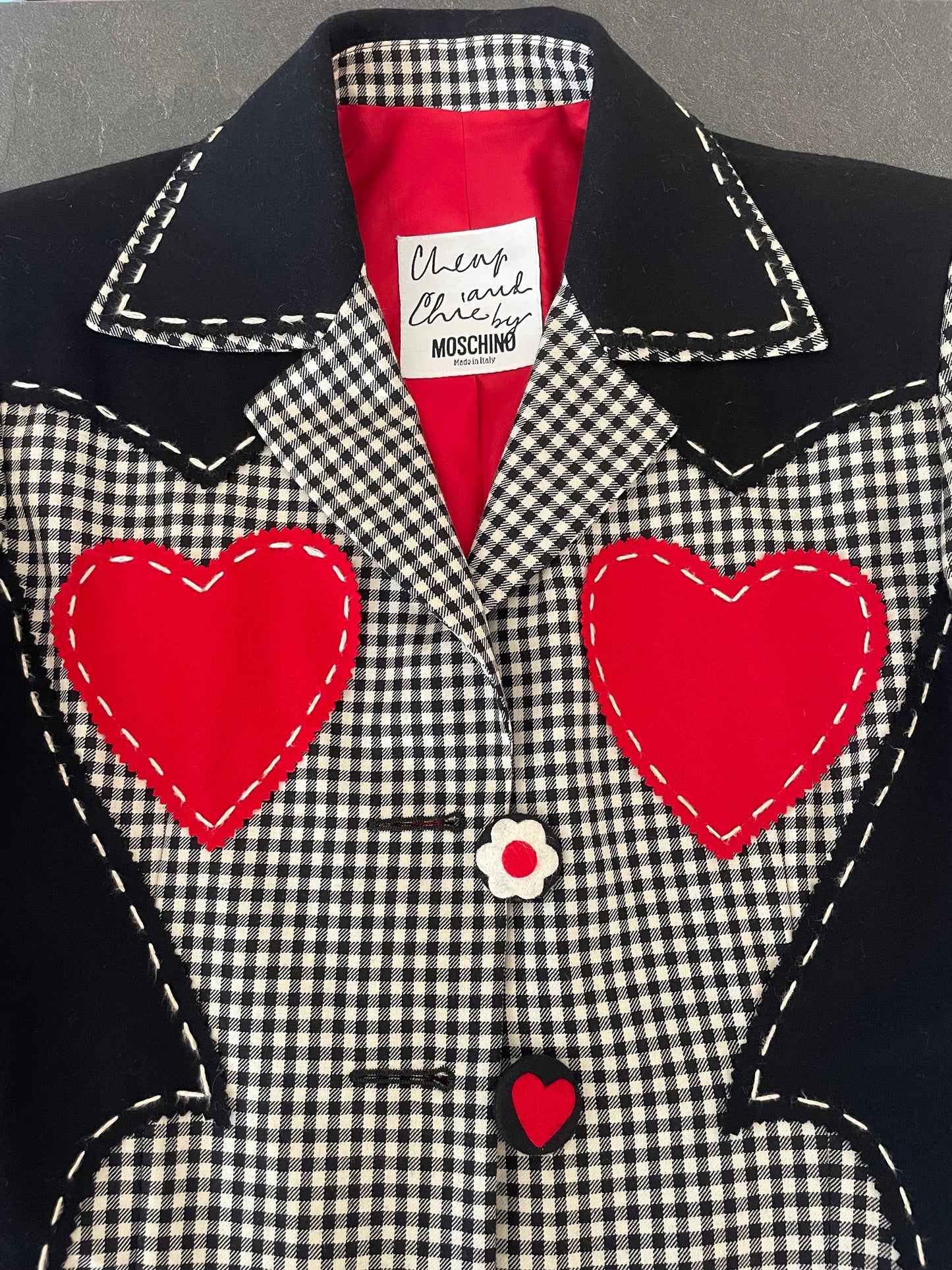 Moschino Cheap and Chic western red hearts patches jacket