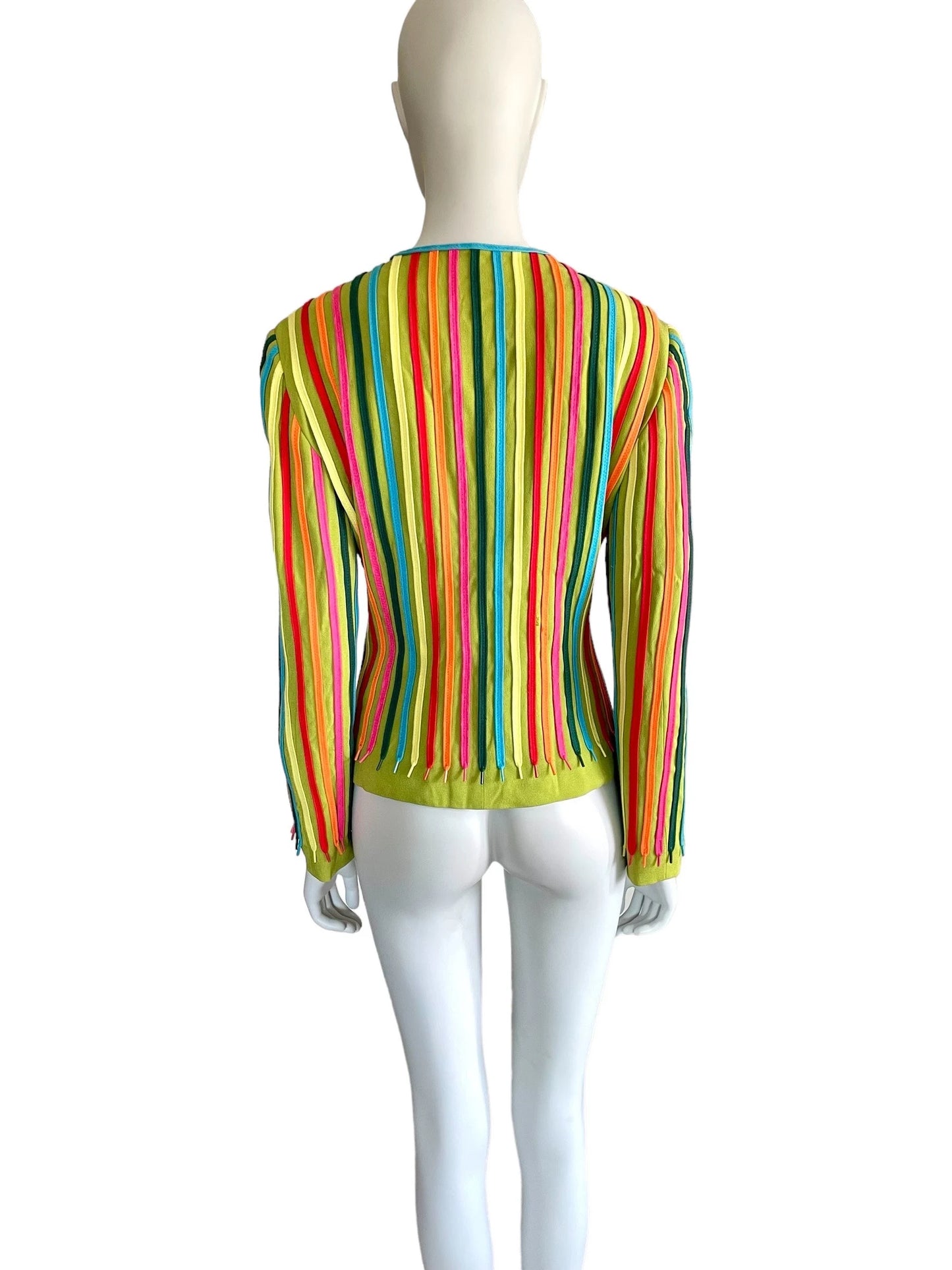 Moschino Cheap and Chic rainbow shoe laces blazer jacket