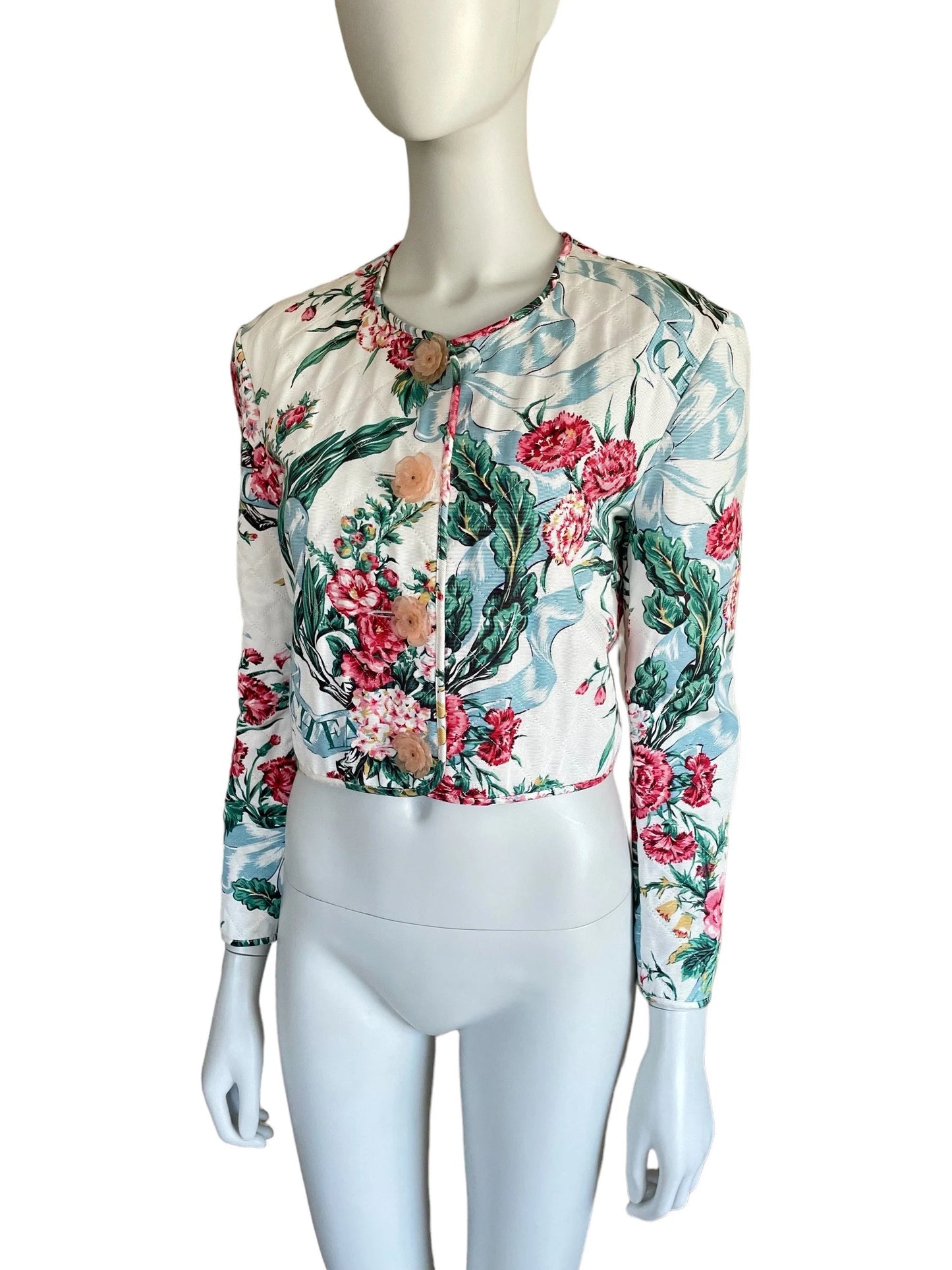 Moschino Cheap and Chic quilted cropped floral jacket