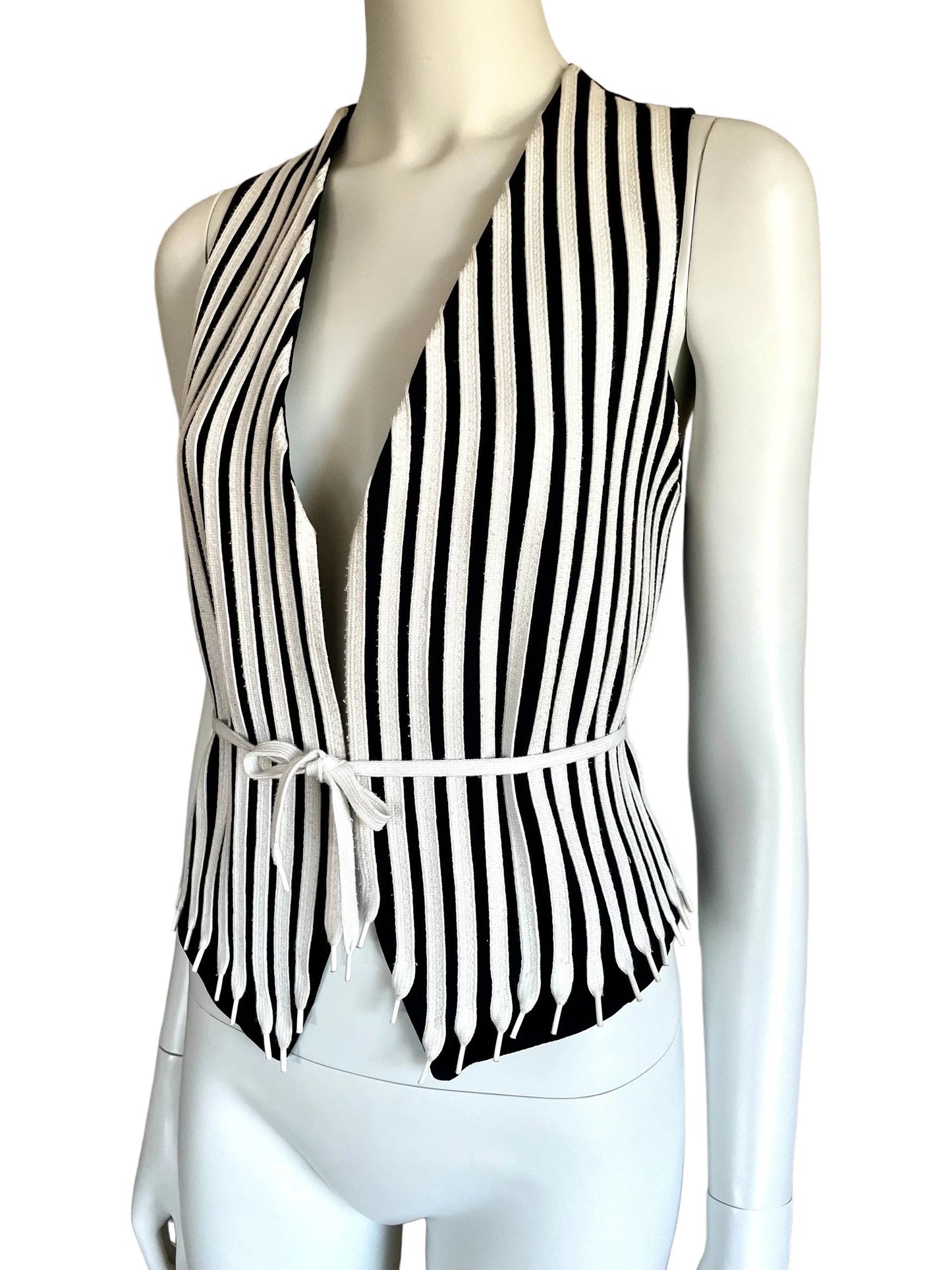 Moschino Cheap and Chic shoe laces stripe vest