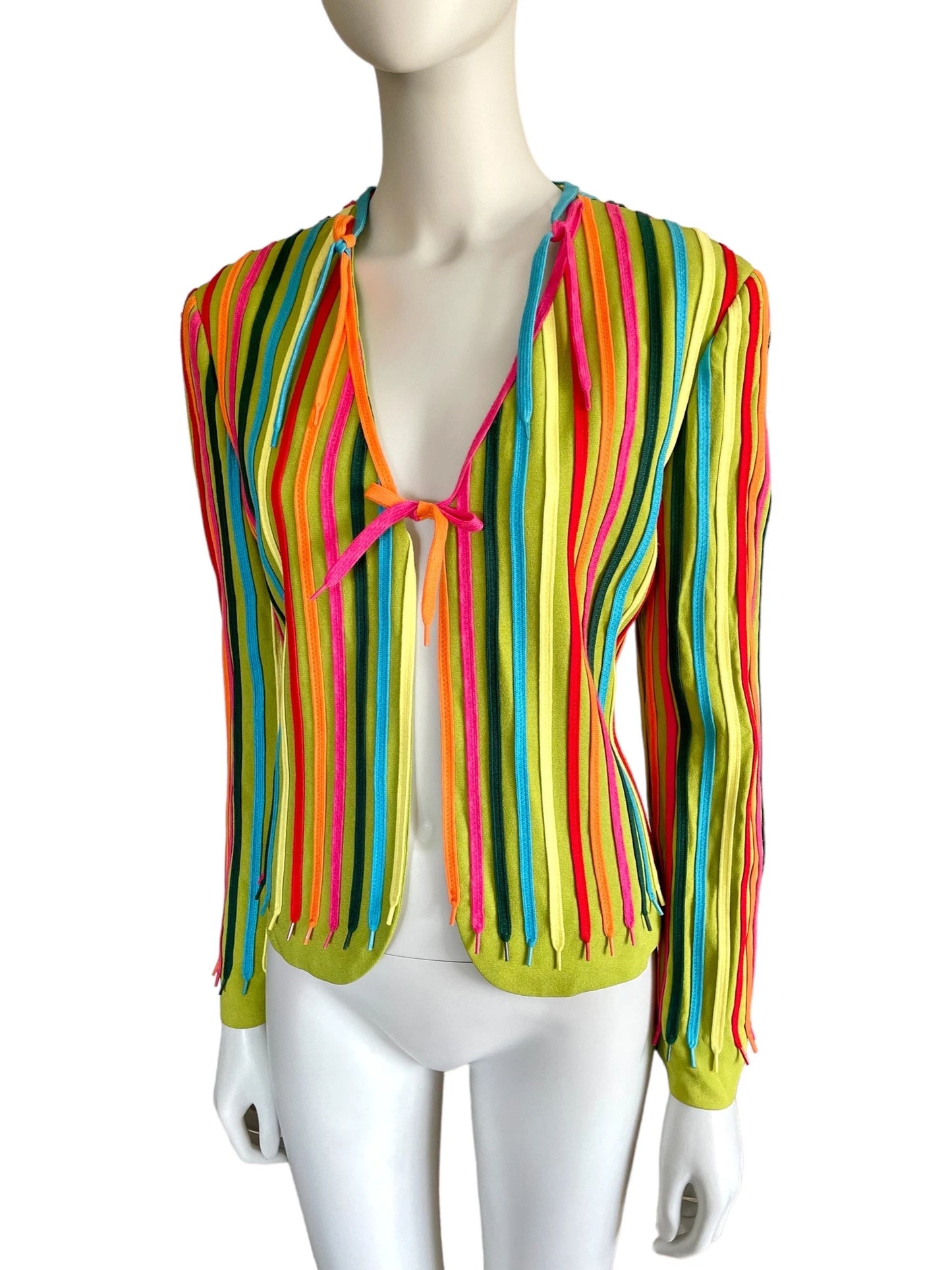 Moschino Cheap and Chic rainbow shoe laces blazer jacket