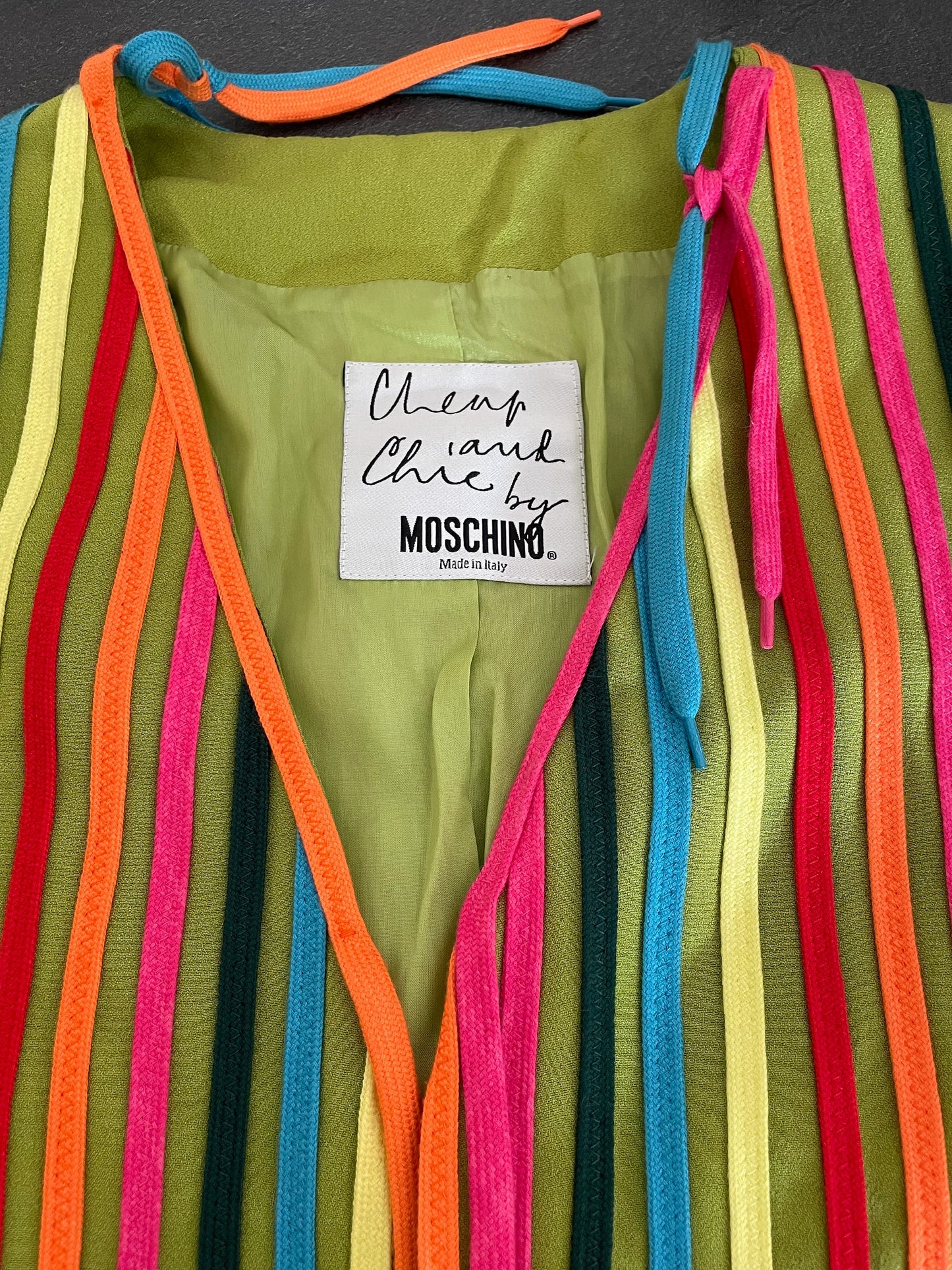 Moschino Cheap and Chic rainbow shoe laces blazer jacket