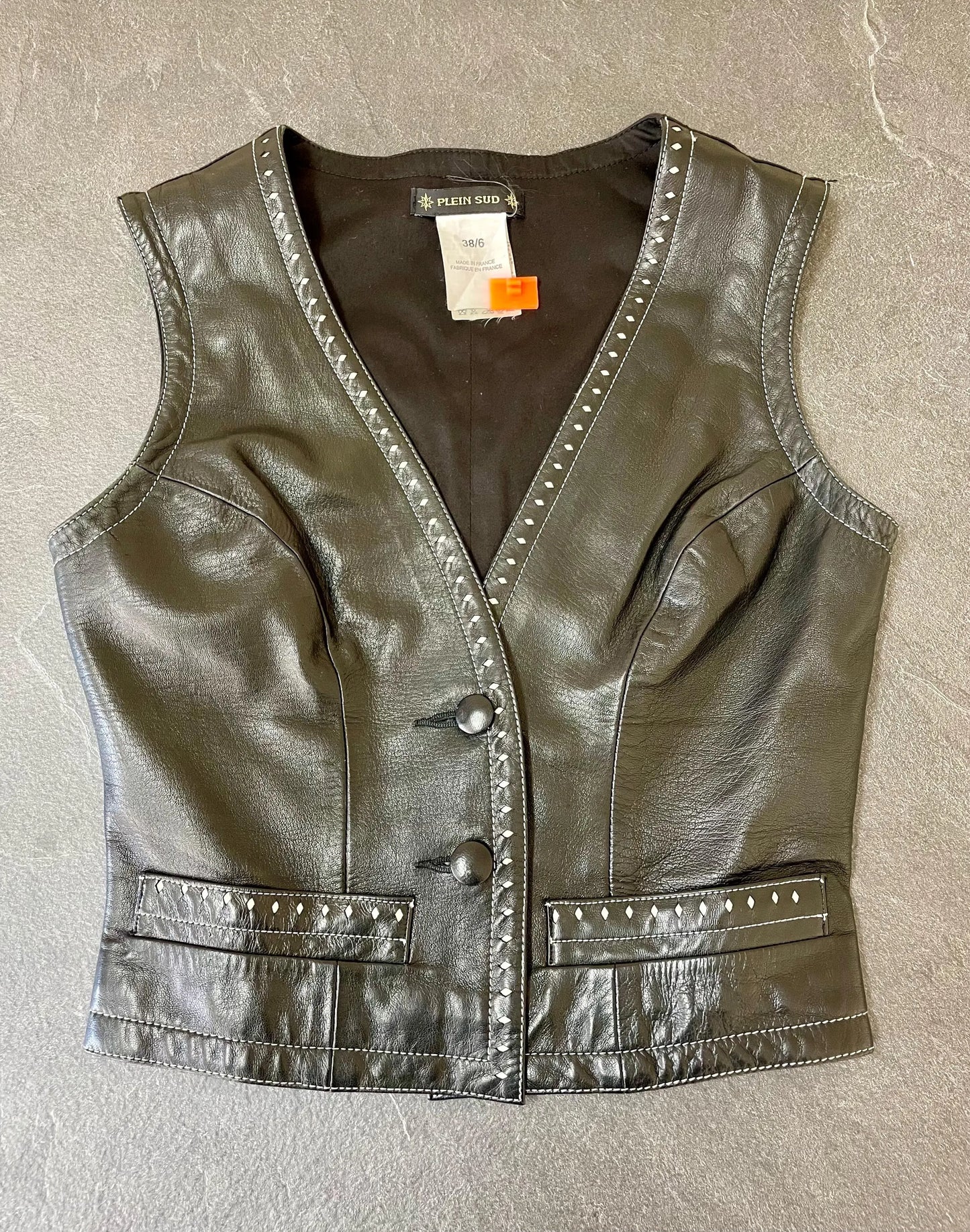 Plein Sud leather cropped vest top