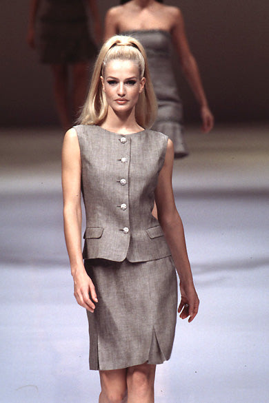 Genny Spring Summer 1996 beige linen skirt ensemble